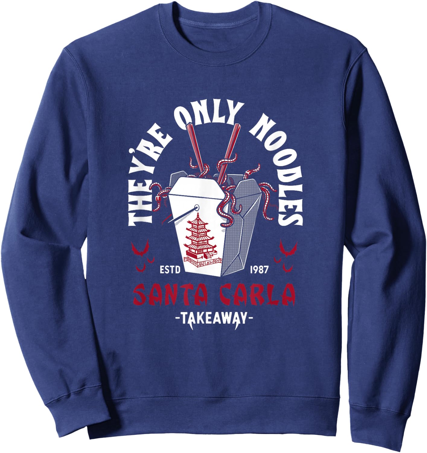 They're Only Noodles - Vampire Chinese Food - Vintage Horror Sweatshirt - Sweatshirt | Navy