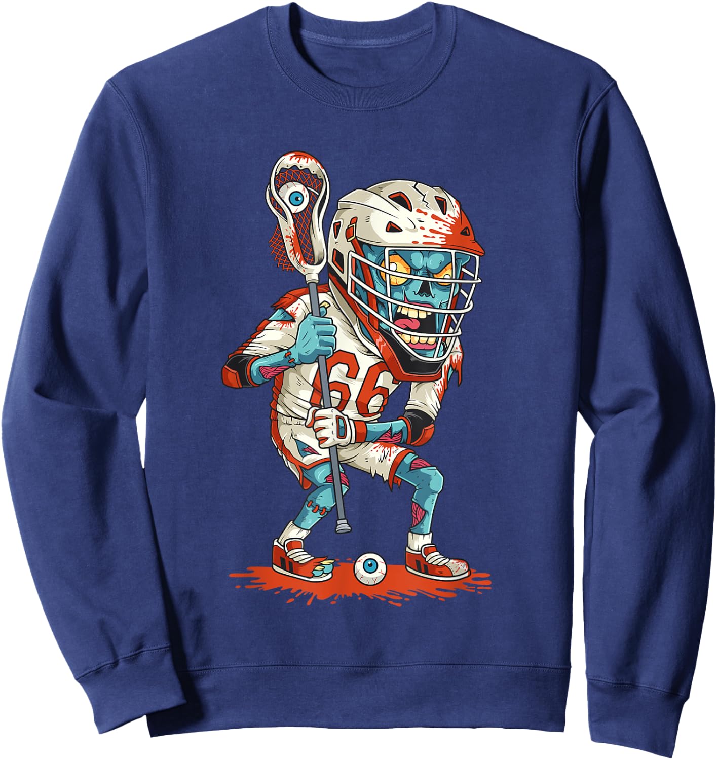 Funny Lacrosse Zombie Player Lax Lazy Halloween Costume Gift Sweatshirt - Sweatshirt | Navy