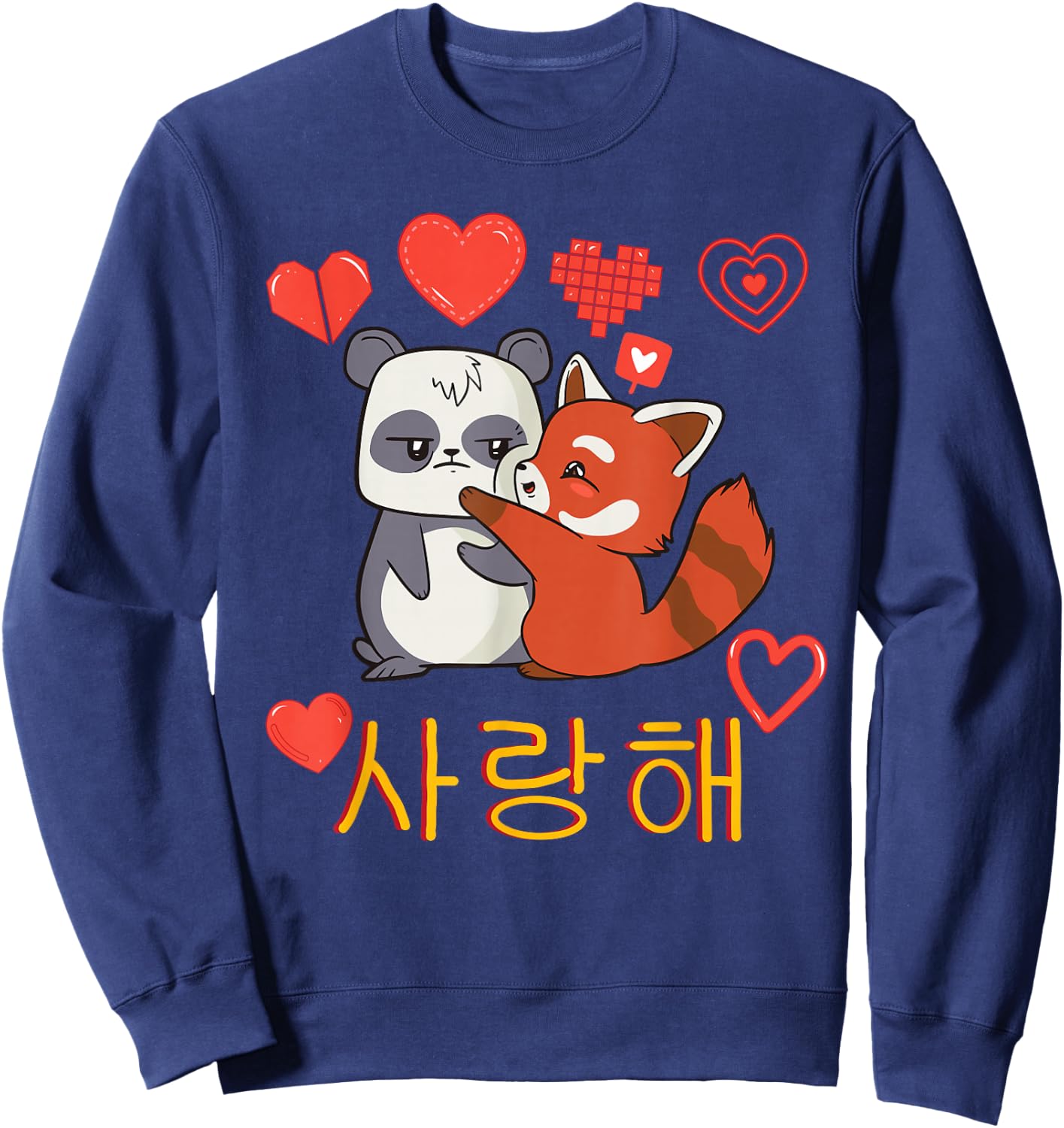 Kawaii - I Love You - Saranghae - K-POP - Korea Panda Sweatshirt - Sweatshirt | Navy