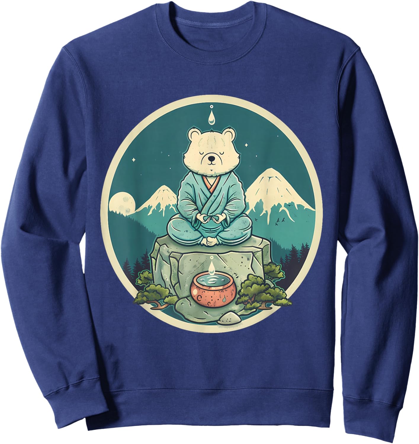 Meditation Bear Hindu Mountain Yoga Buddhist Zen Buddha Sweatshirt - Sweatshirt | Navy