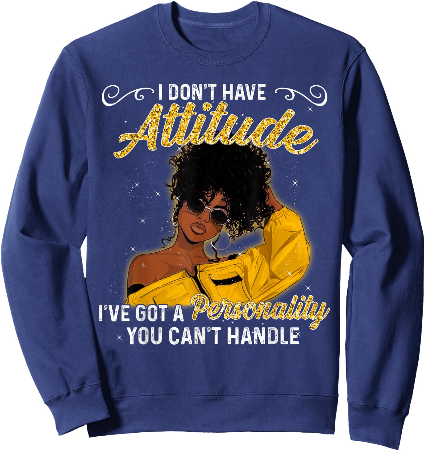African American Melanin Queen Black Girl Magic Afro Small Sweatshirt - Sweatshirt | Navy