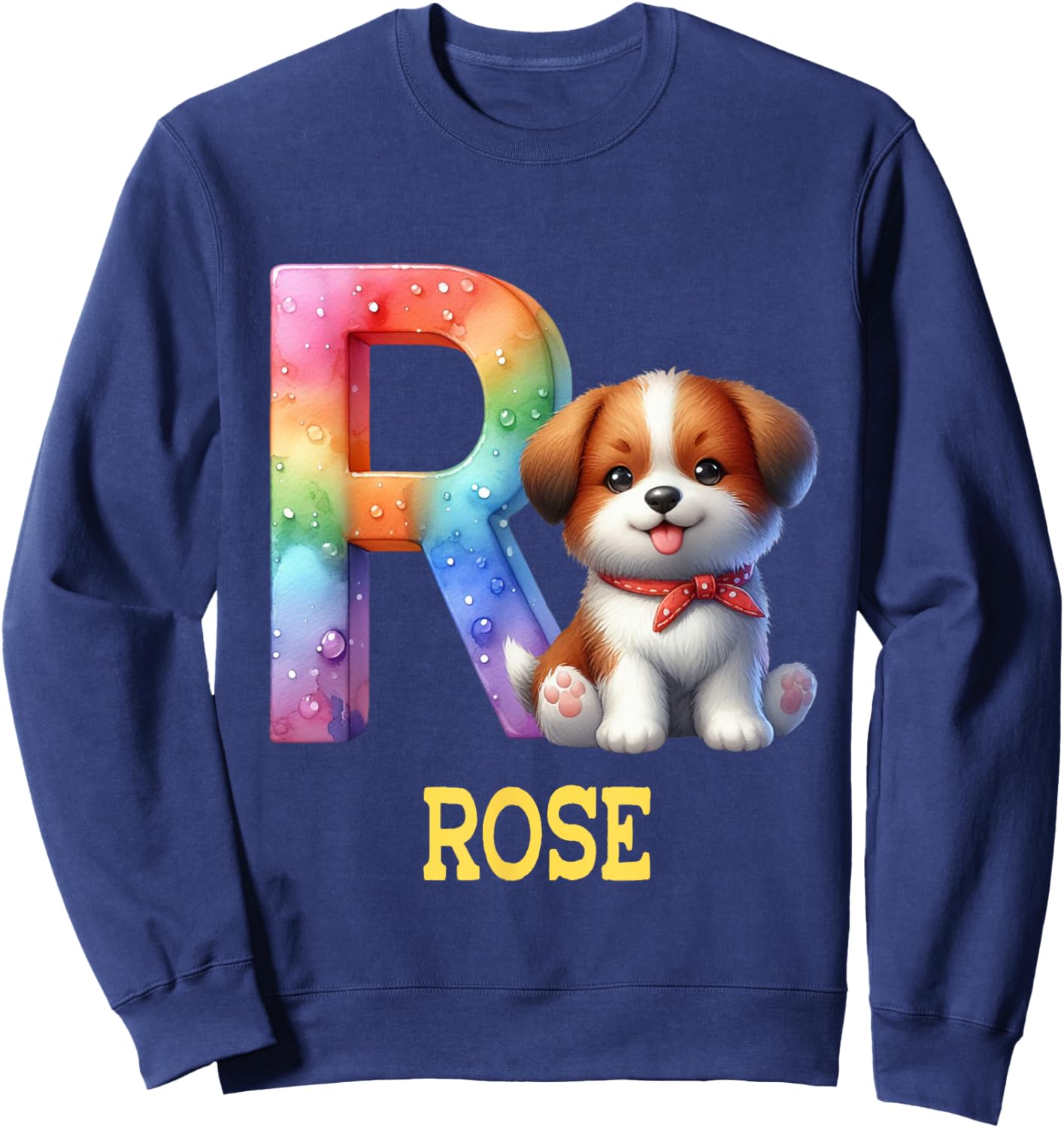 Cute Dogs Letter Rose Name Rainbow Dog Sweatshirt - Sweatshirt | Navy
