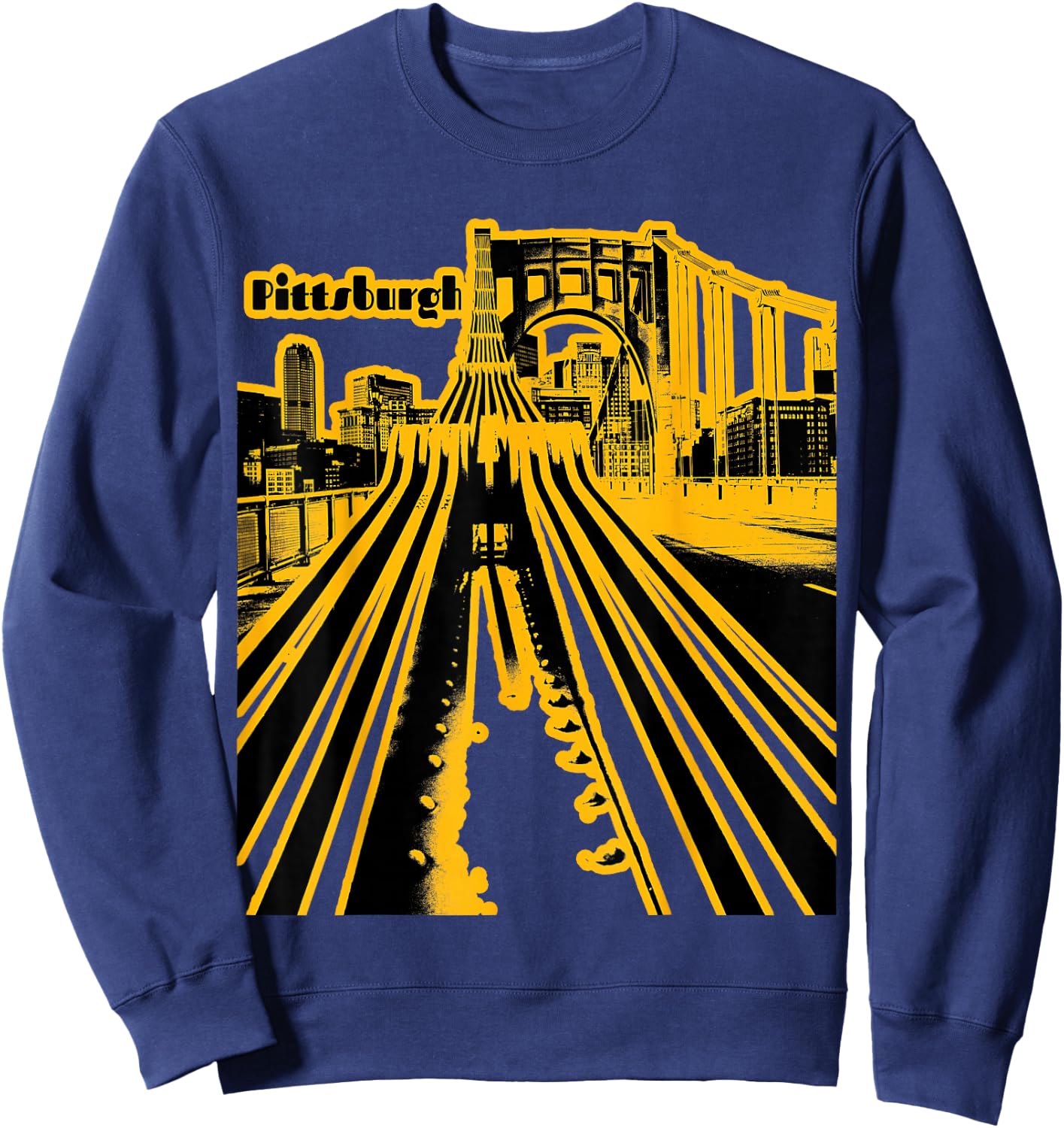 Pittsburgh Steel City Skyline Pennsylvania Bridge 412 Home Sweatshirt - Sweatshirt | Navy