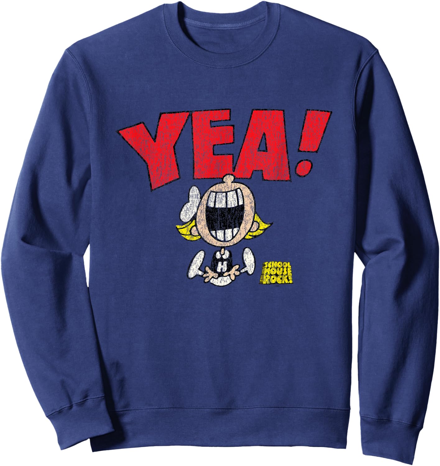 Schoolhouse Rock Yea! Cheerleader Vintage Distressed TV Show Sweatshirt - Sweatshirt | Navy