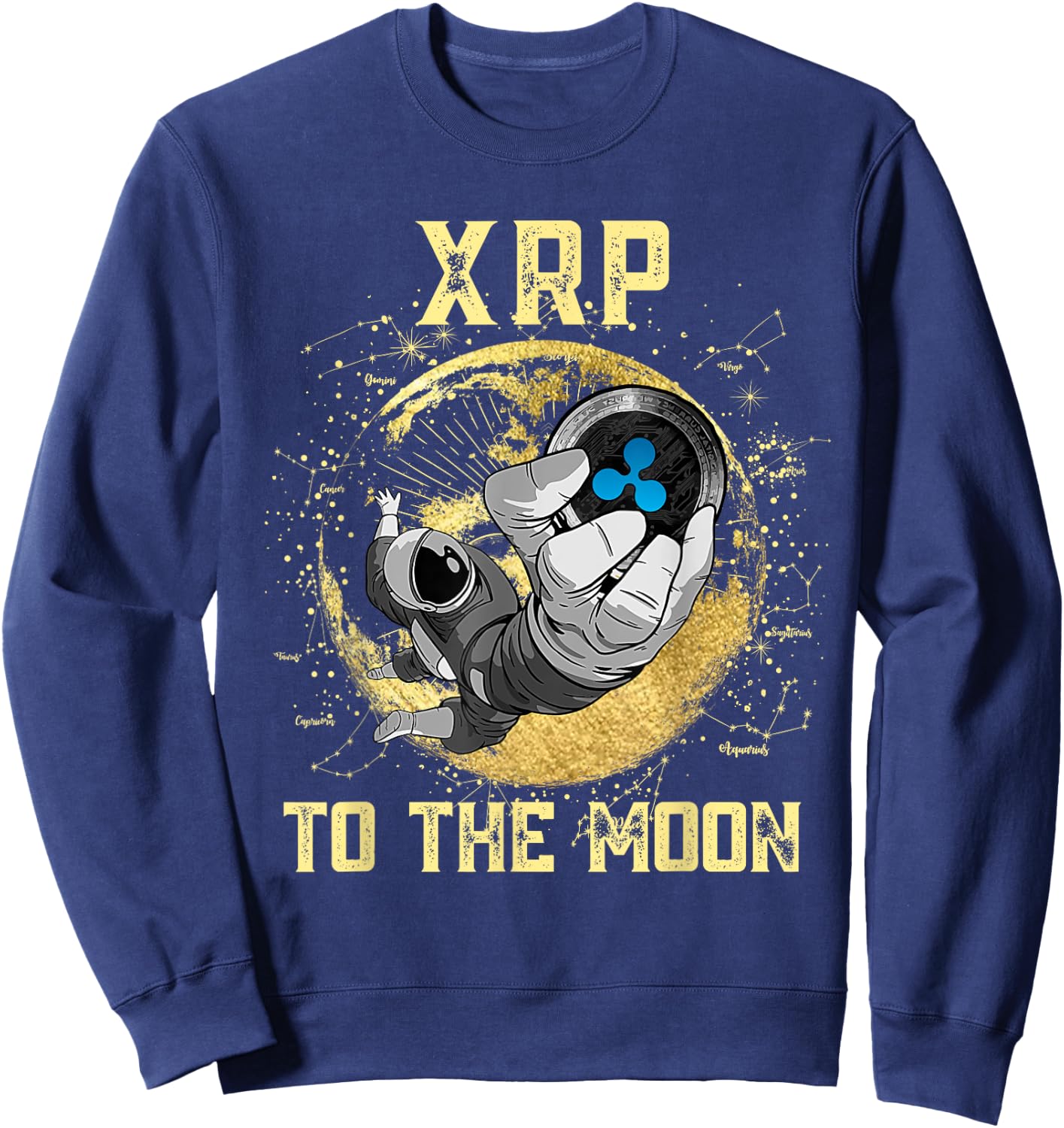 Ripple XRP Hodl shirt, cryptocurrency XRP to the Moon Sweatshirt - Sweatshirt | Navy