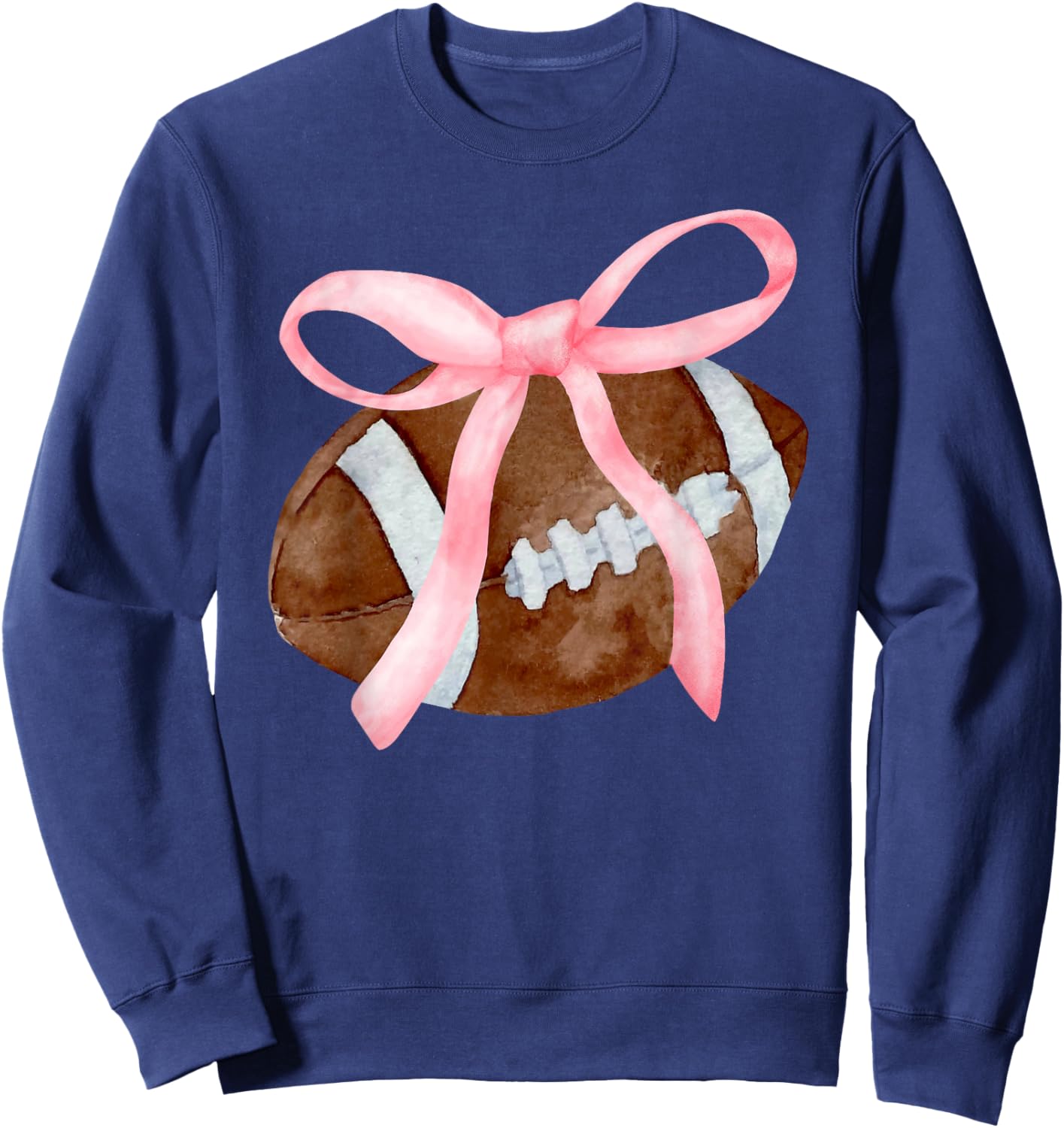 Coquette Bow American Football Game Day Thanksgiving Autumn Sweatshirt - Sweatshirt | Navy