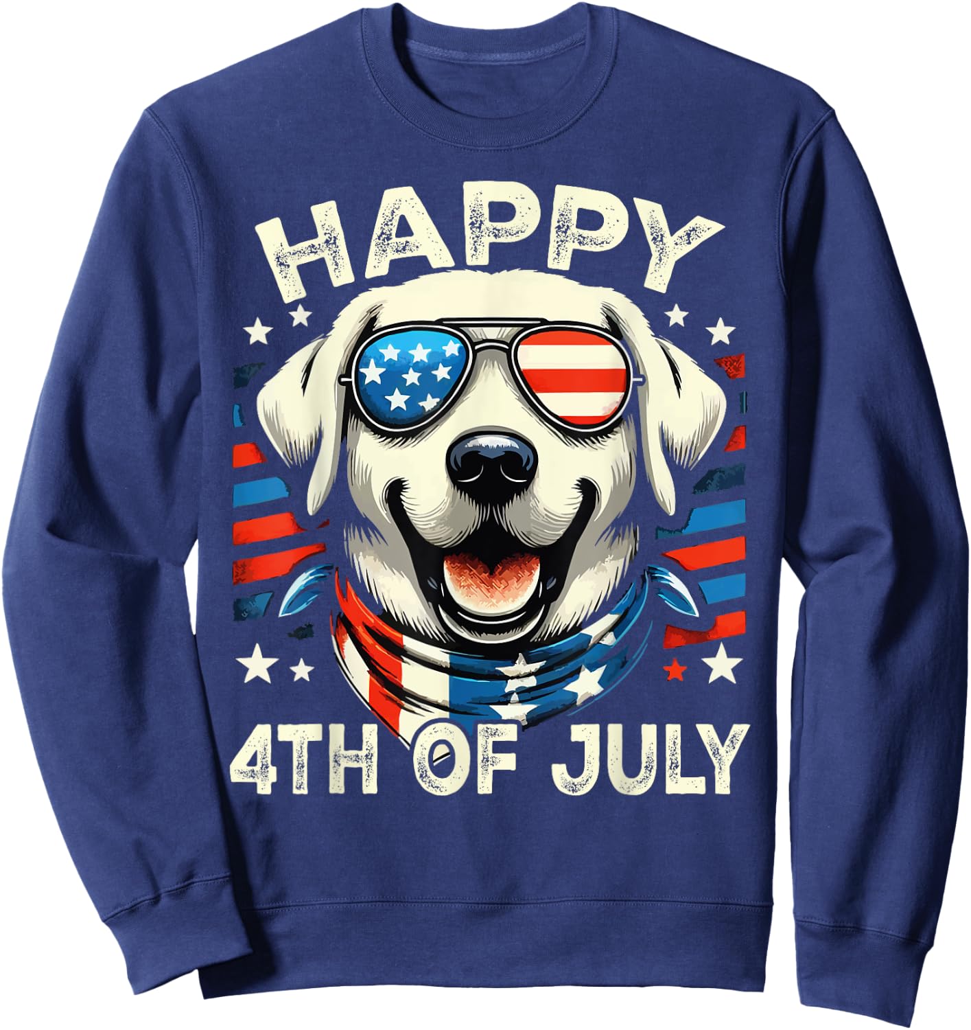 4th of July Patriotic American Labrador Retriever Veterans Sweatshirt - Sweatshirt | Navy