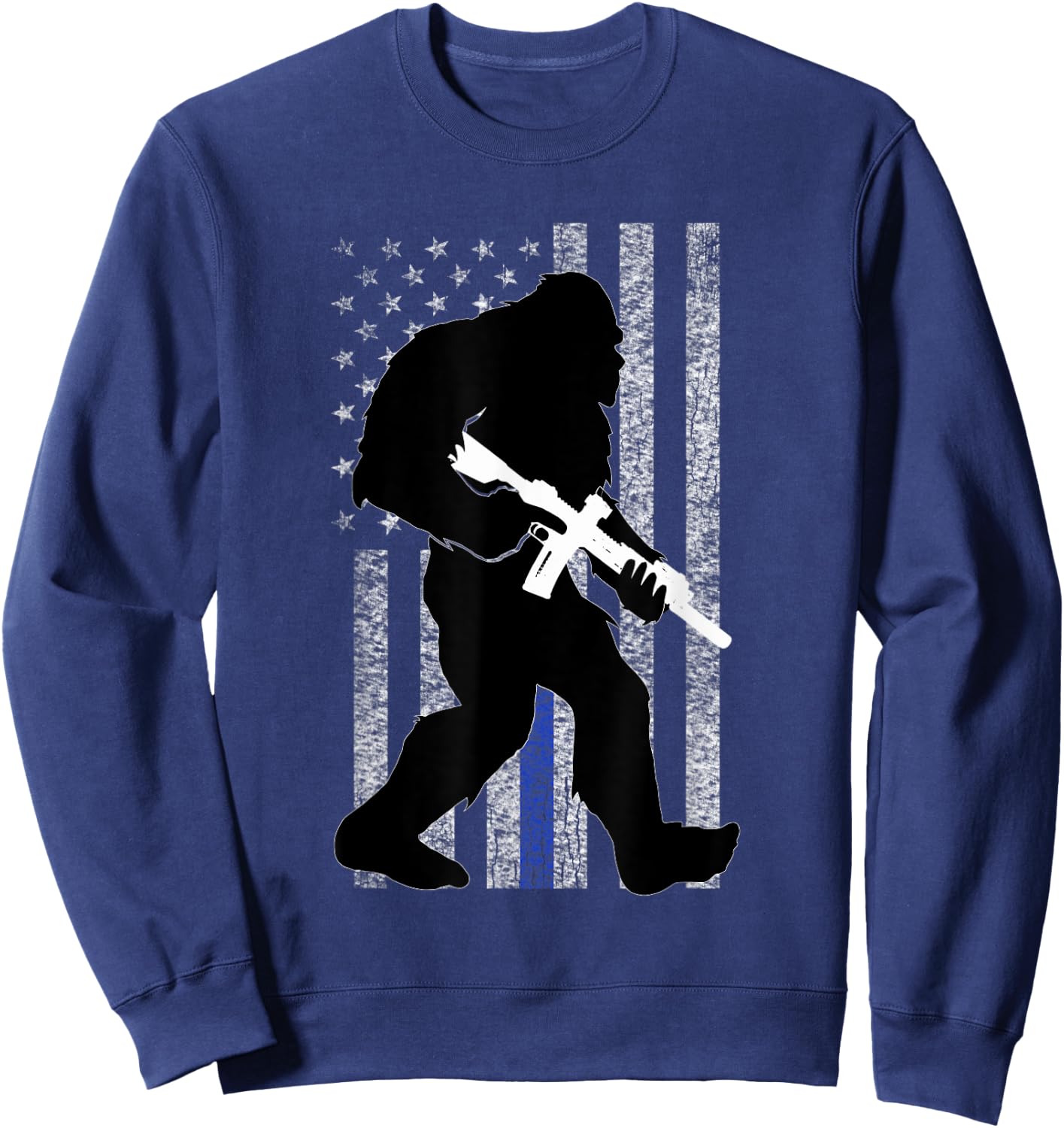 Bigfoot 2nd Amendment Right to Bear Arms Thin Blue Line Sweatshirt - Sweatshirt | Navy
