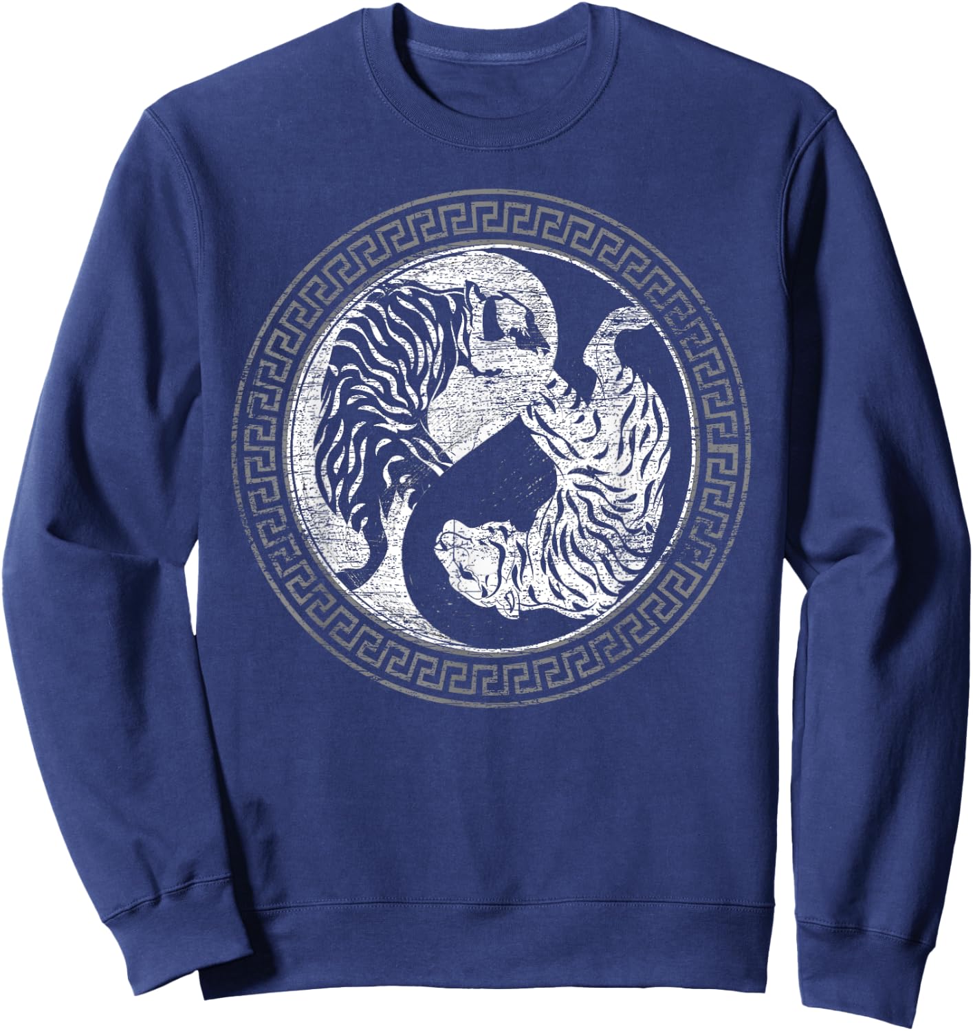 Yin Yang Asian Predator Wildlife Animal Wild Cat Tiger Women Kids Sweatshirt - Sweatshirt | Navy