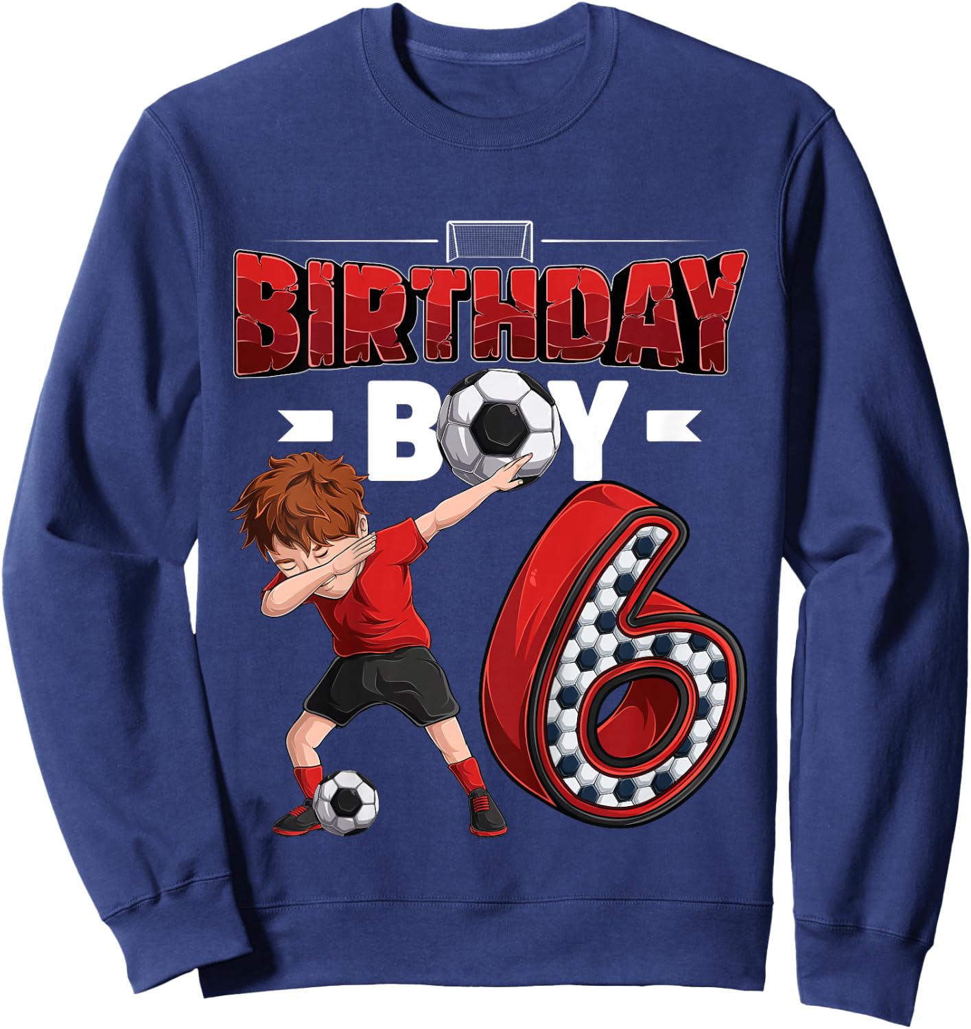 Kids dabbing boy 6 year old Soccer Player 6th birthday party Sweatshirt - Sweatshirt | Navy