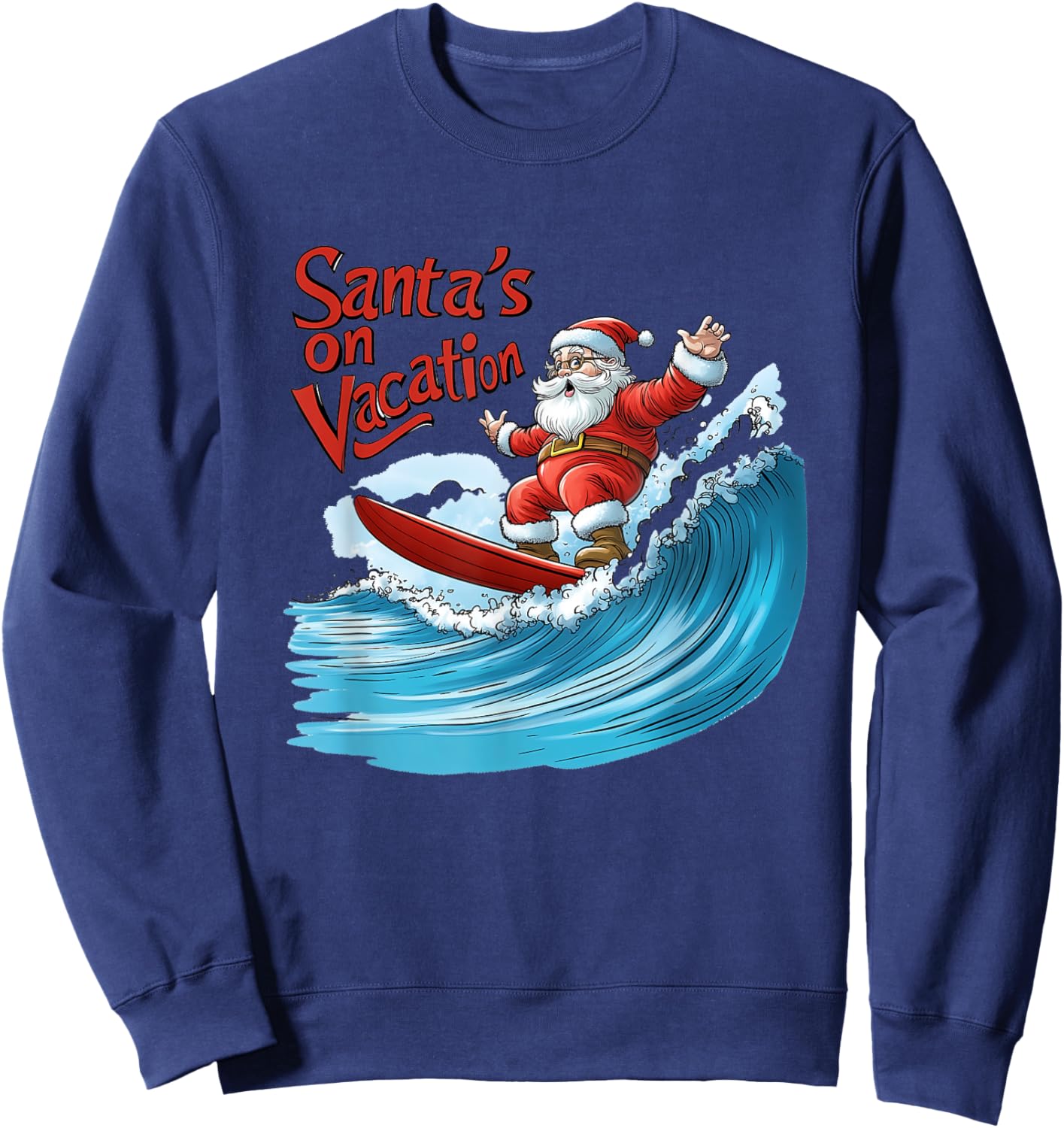 Santa Claus Surfing Fun Sweatshirt - Sweatshirt | Navy