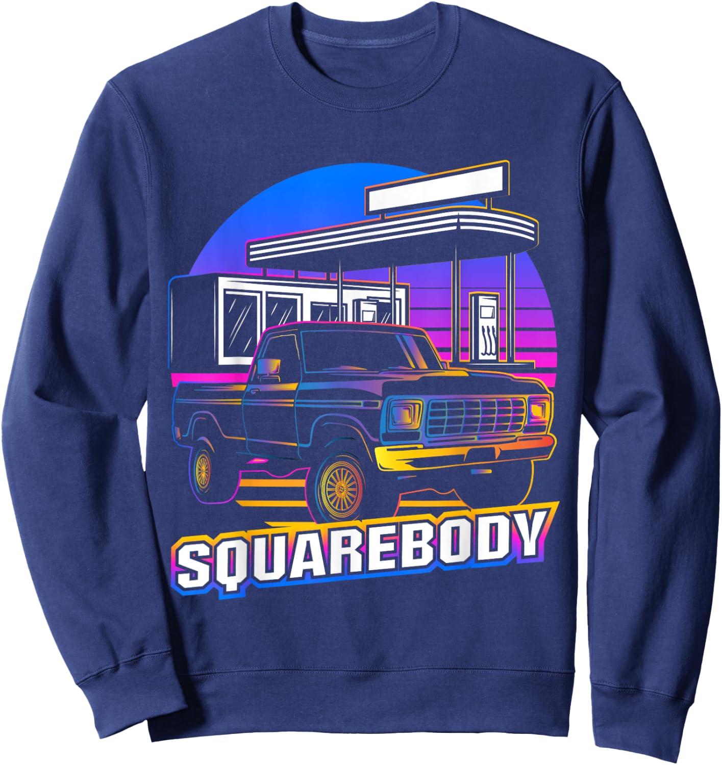 Retro Square Body Truck Squarebody Vintage Classic Truck Men Sweatshirt - Sweatshirt | Navy