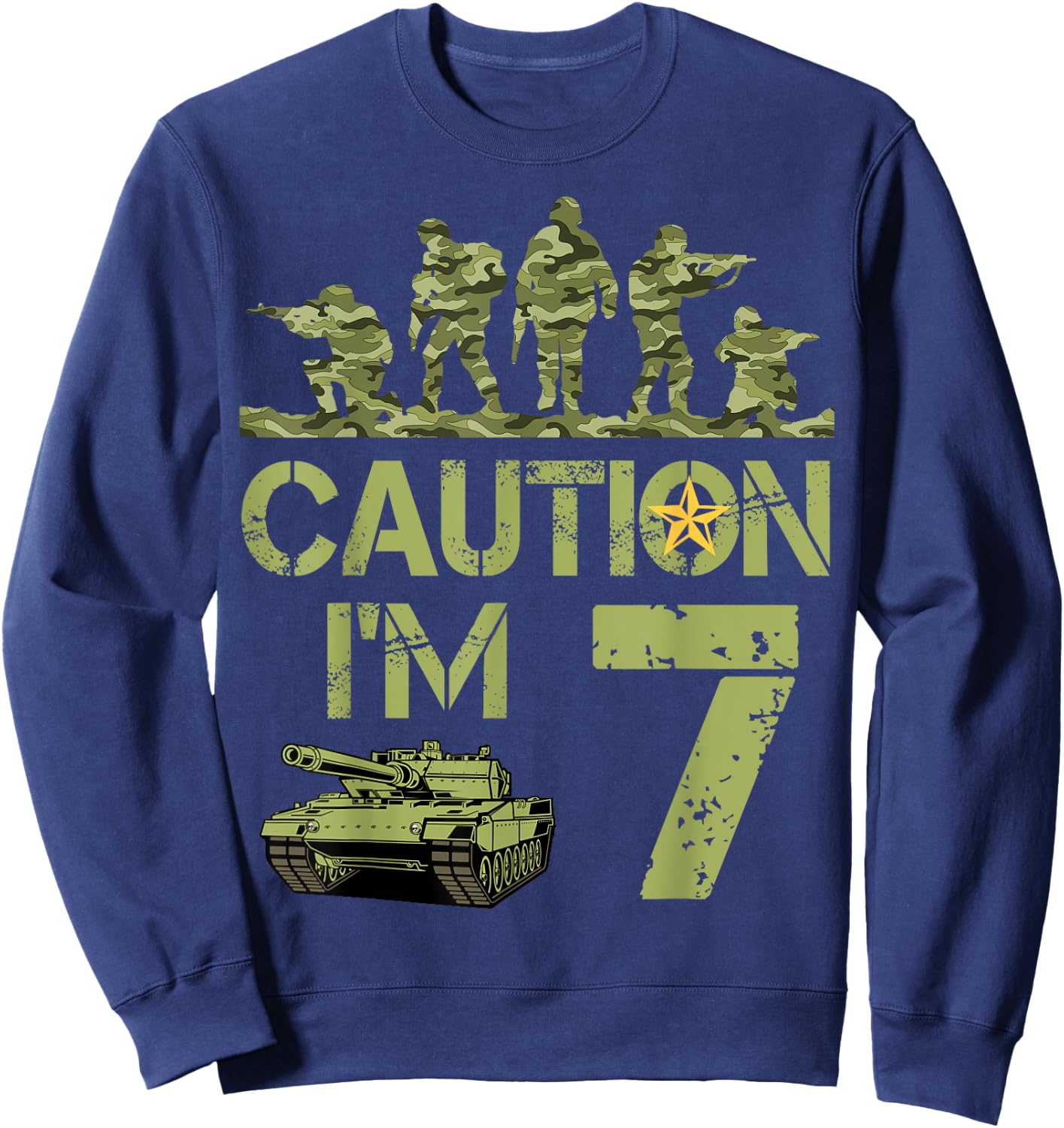 7th Birthday Military I'm 7 Year Old Soldier Camo 7 Birthday Sweatshirt - Sweatshirt | Navy