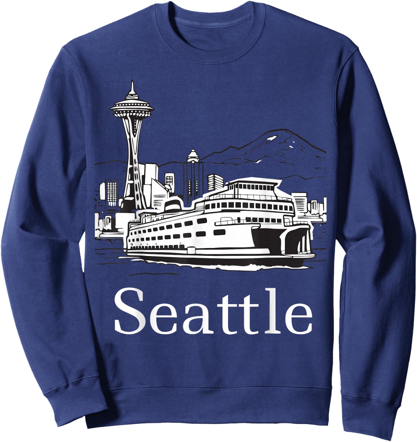 Seattle Skyline Island Ferry Sweatshirt - Sweatshirt | Navy