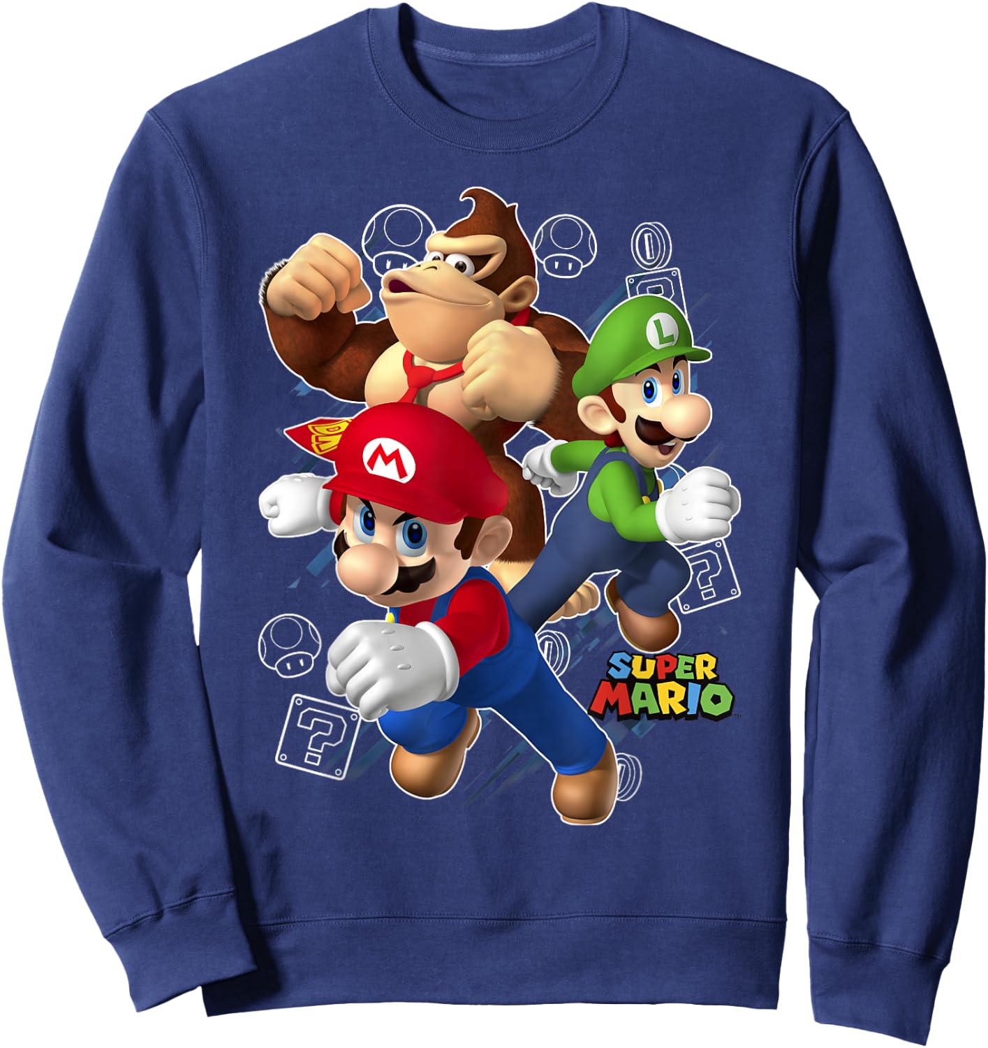 Super Mario Donkey Kong Mario Luigi Action Pose Sweatshirt - Sweatshirt | Navy