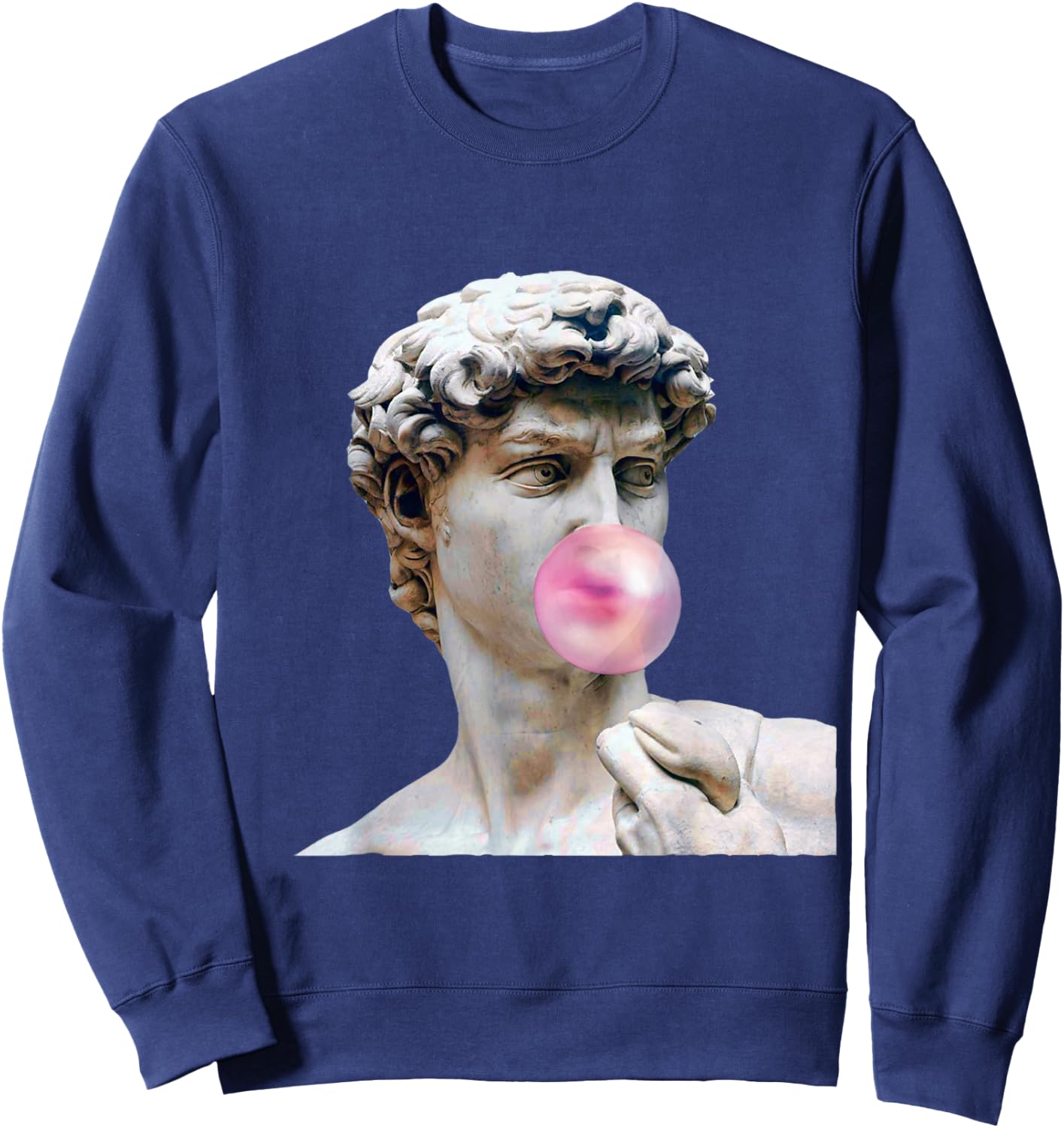 David Michelangelo with Chewing Gum Statue Art Man Woman Child Sweatshirt - Sweatshirt | Navy