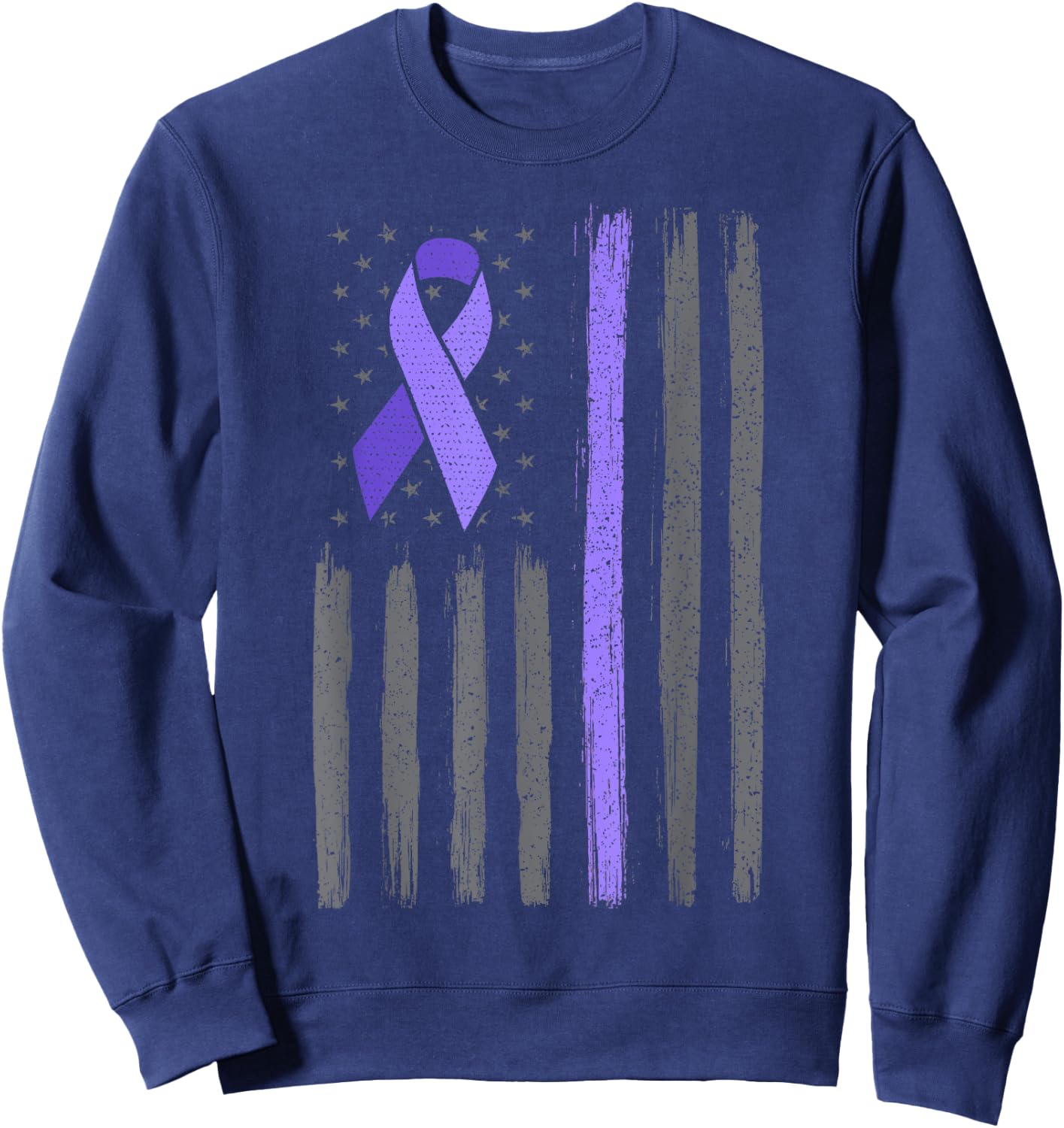 American flag ribbon stomach cancer awareness Sweatshirt - Sweatshirt | Navy