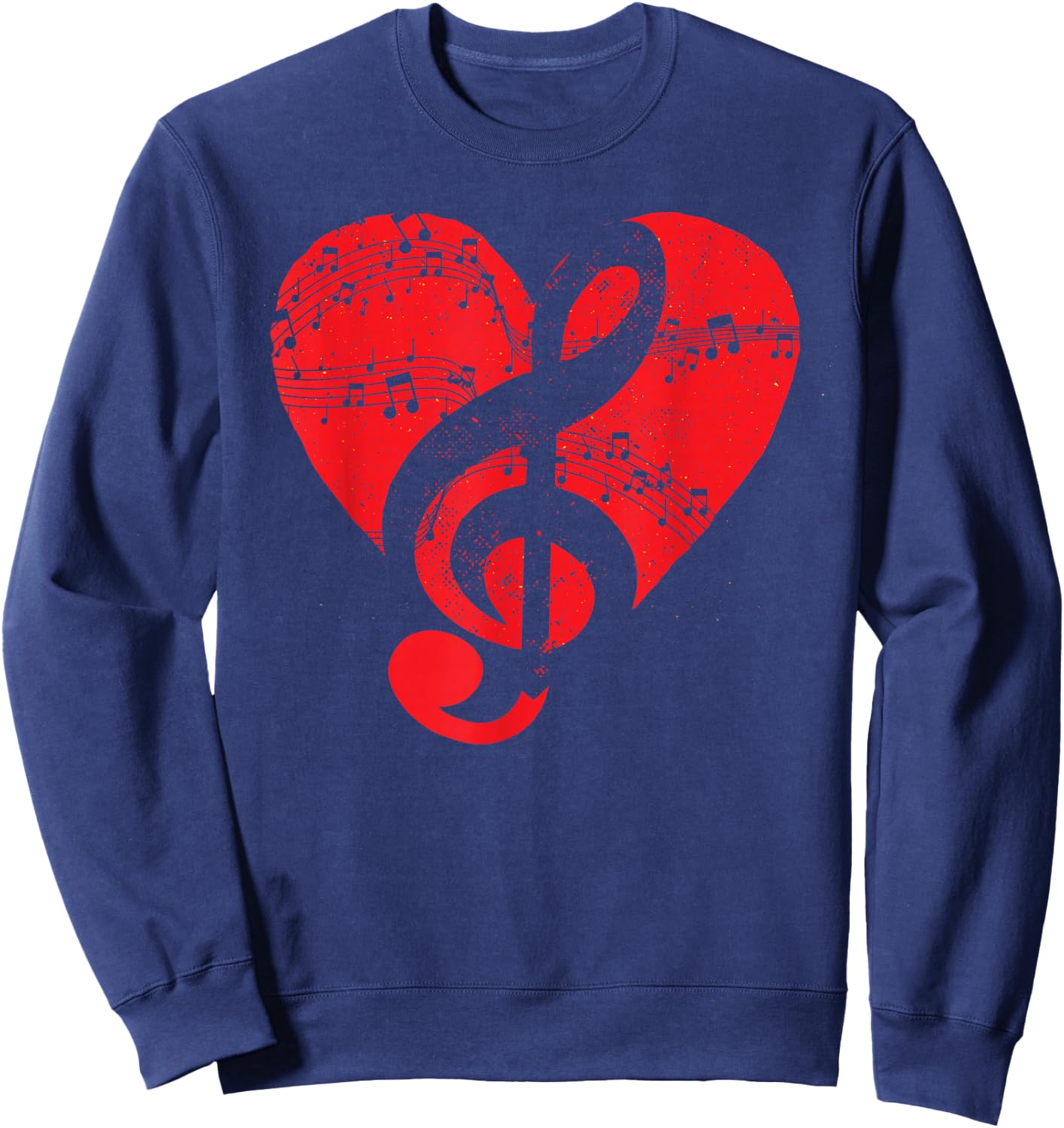 Musician Music Lover Treble Clef Heart Music Notes Music Sweatshirt - Sweatshirt | Navy