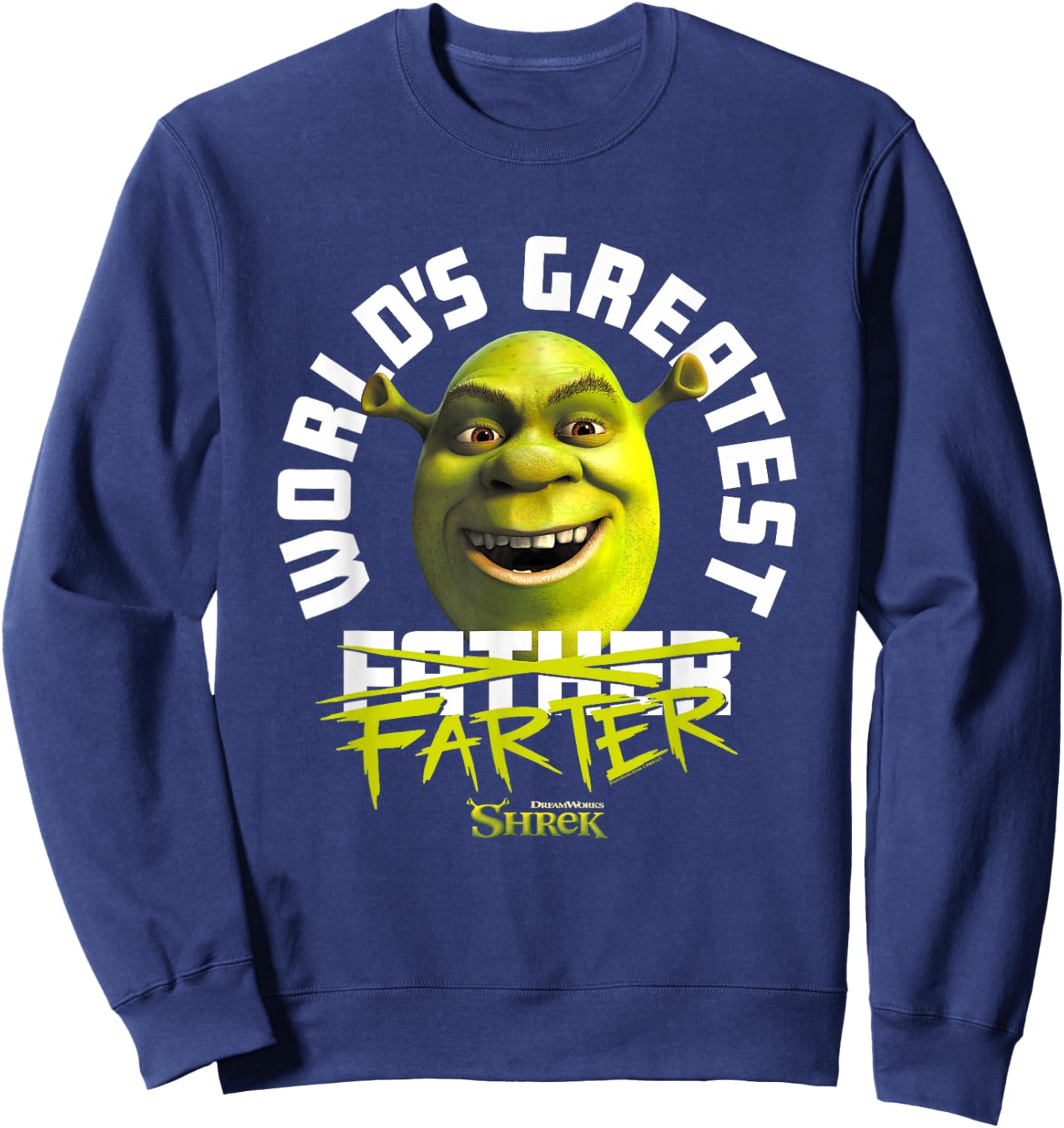 Shrek Father's Day World's Greatest Farter Chest Text Logo Sweatshirt - Sweatshirt | Navy