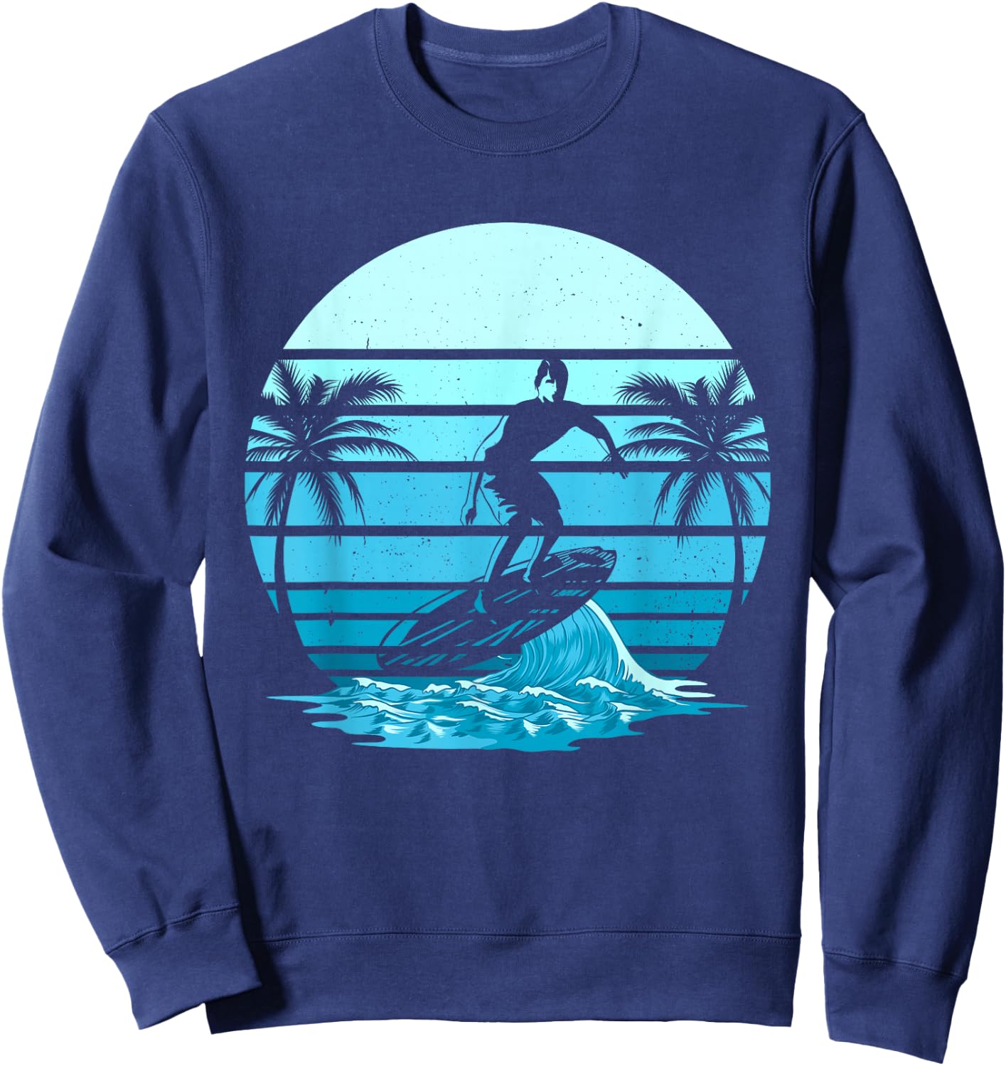 Vintage Surf Sunset Surfing Lover Gift Beach Retro Surfer Sweatshirt - Sweatshirt | Navy
