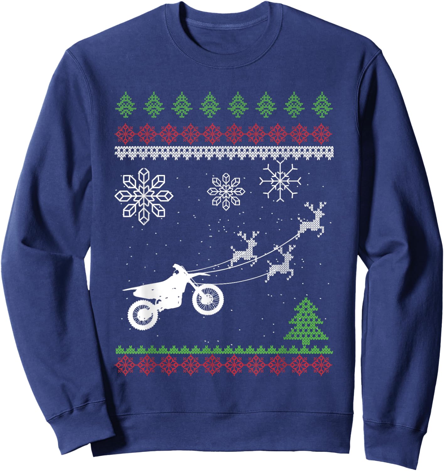Reindeer Motocross Dirt Bike Motocross Ugly Christmas Gift Sweatshirt - Sweatshirt | Navy