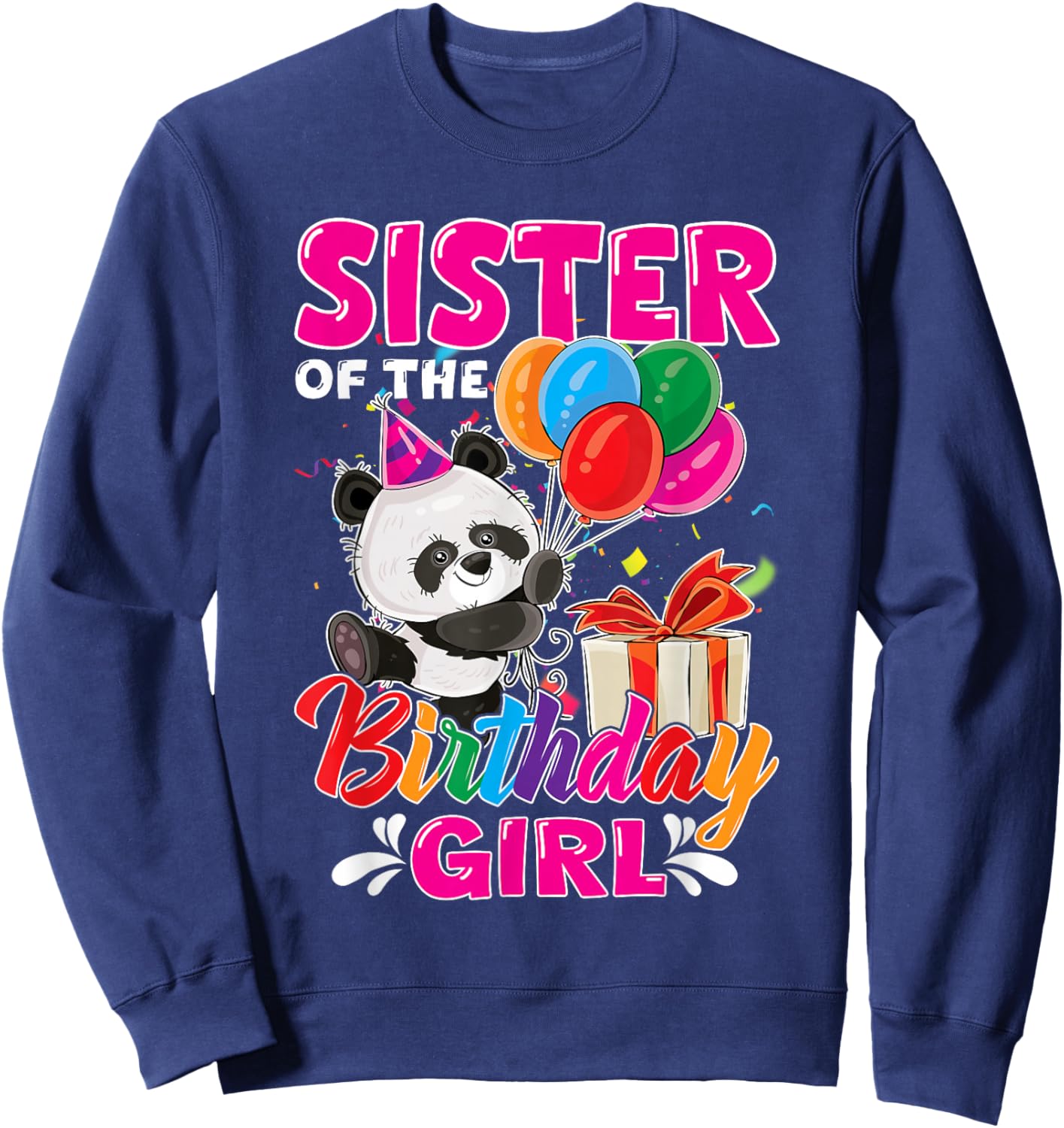 Sister Of The Panda Bear Birthday Animal Lover Boys Girls Sweatshirt - Sweatshirt | Navy