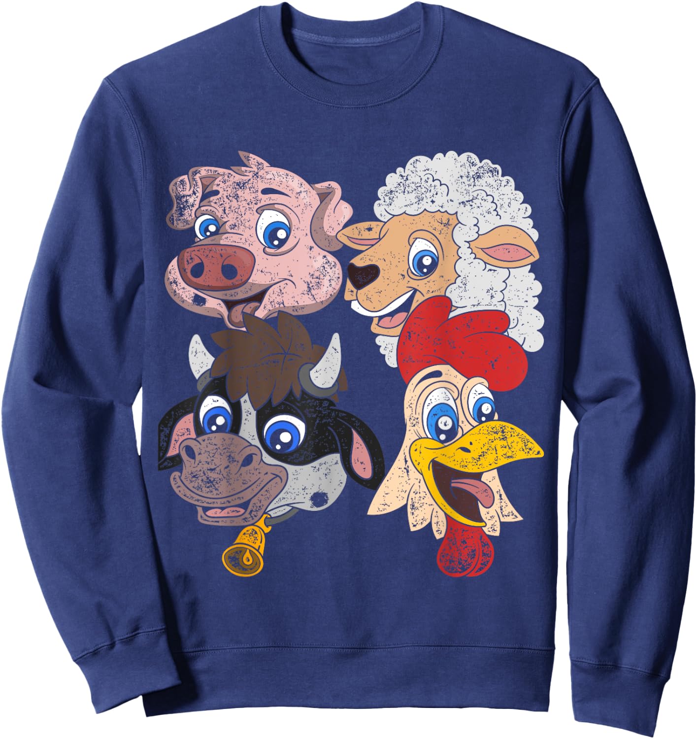 Pig Sheep Cow Chicken Kids Toddlers Funny Farm Squad Animal Sweatshirt - Sweatshirt | Navy
