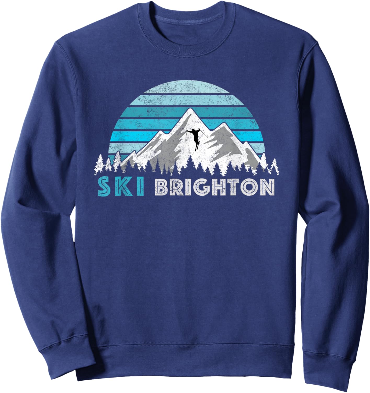 Retro Ski Brighton Illustration - Vintage Snow Mountain Sweatshirt - Sweatshirt | Navy