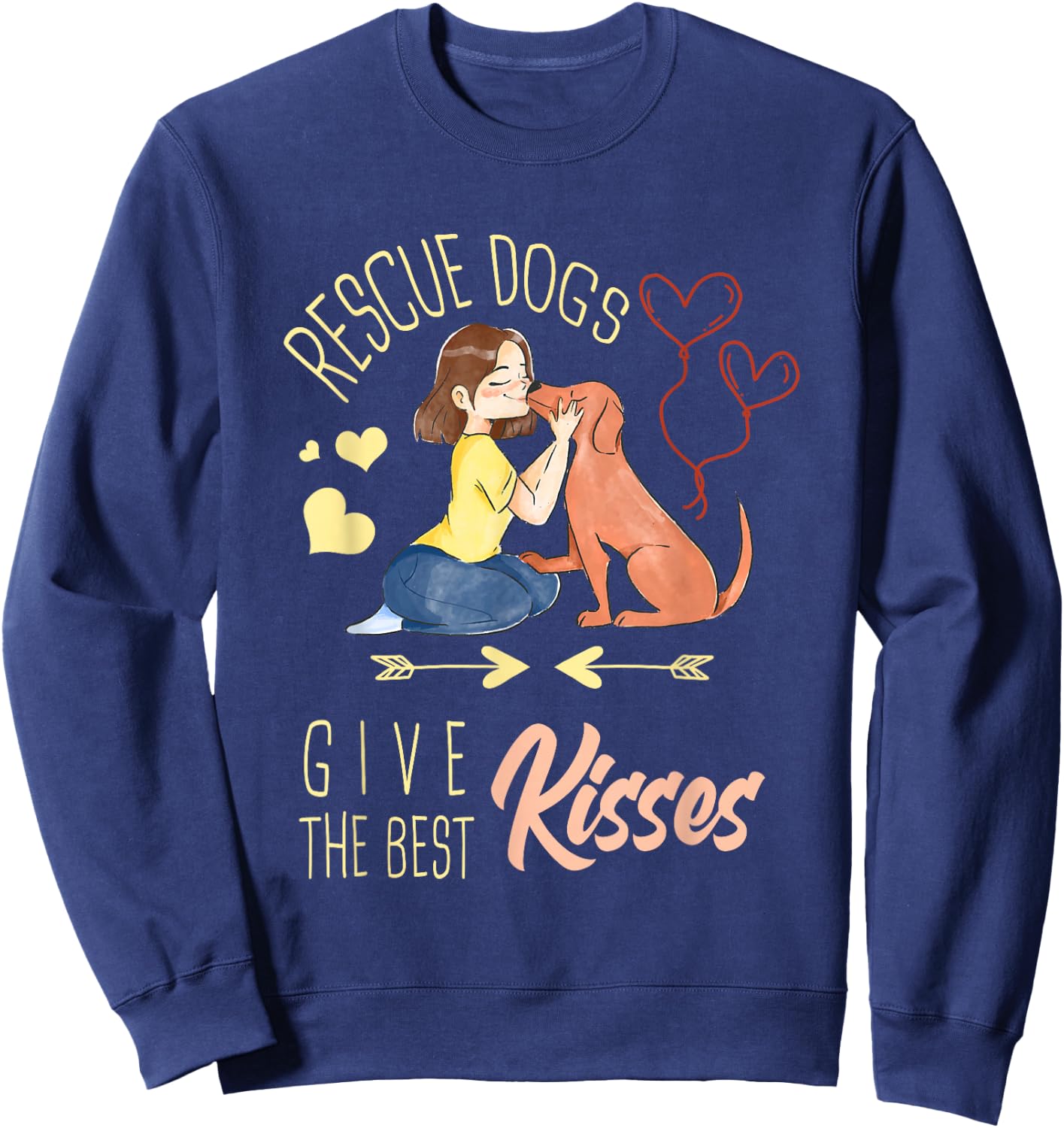 Vintage Rescue Dogs Give The Best Kisses Adopted Dog Lovers Sweatshirt - Sweatshirt | Navy