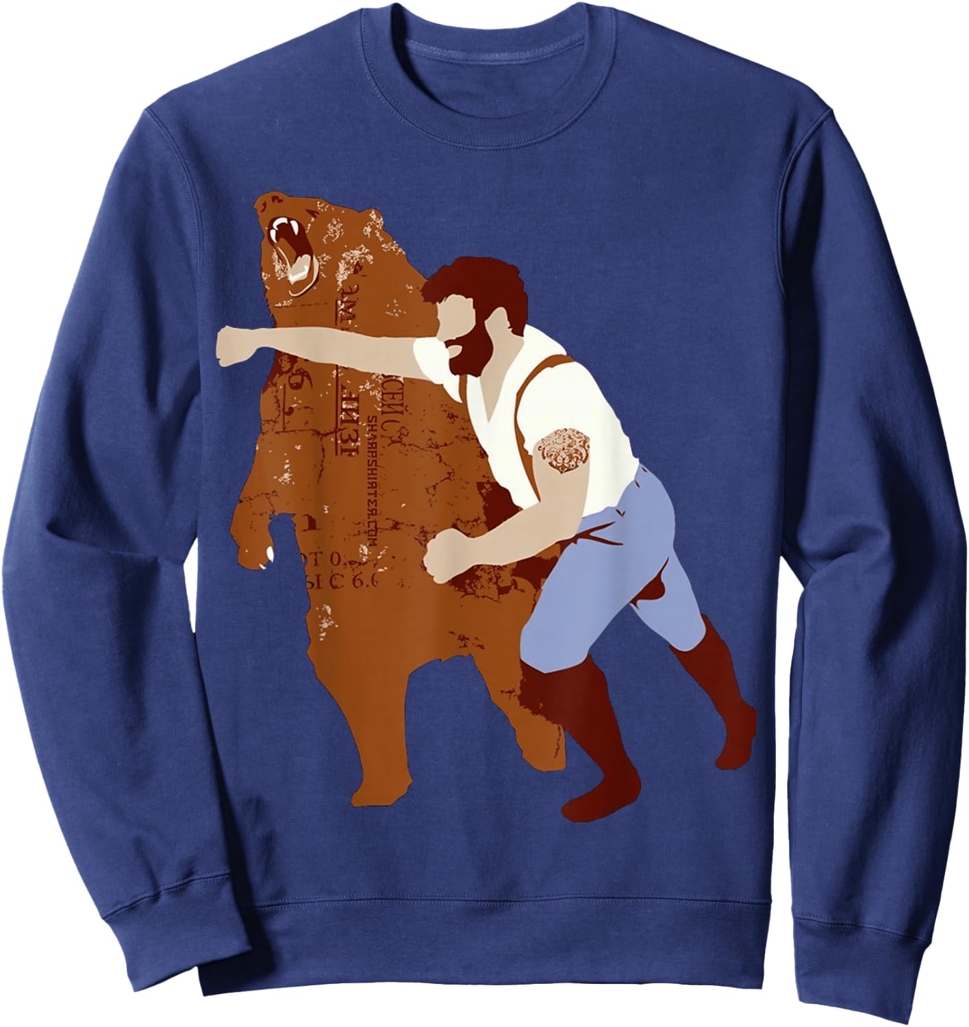 Man Punching Bear Funny Sweatshirt - Sweatshirt | Navy