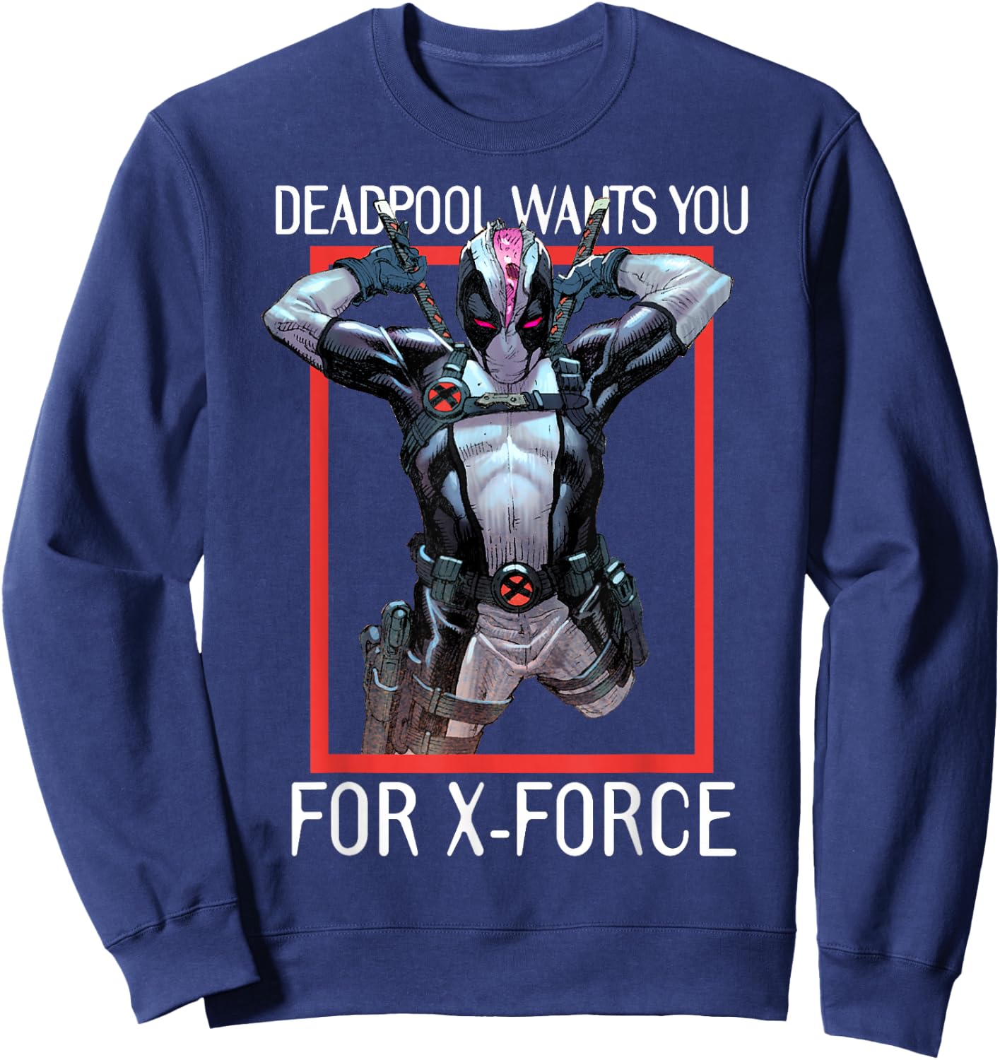 Marvel X-Force Deadpool Wants You for X-Force Poster Sweatshirt - Sweatshirt | Navy