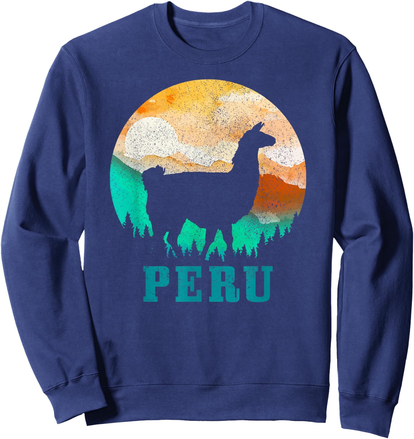 Peru Llama Alpaca Peruvian Roots Pride Vintage Peru Sweatshirt - Sweatshirt | Navy