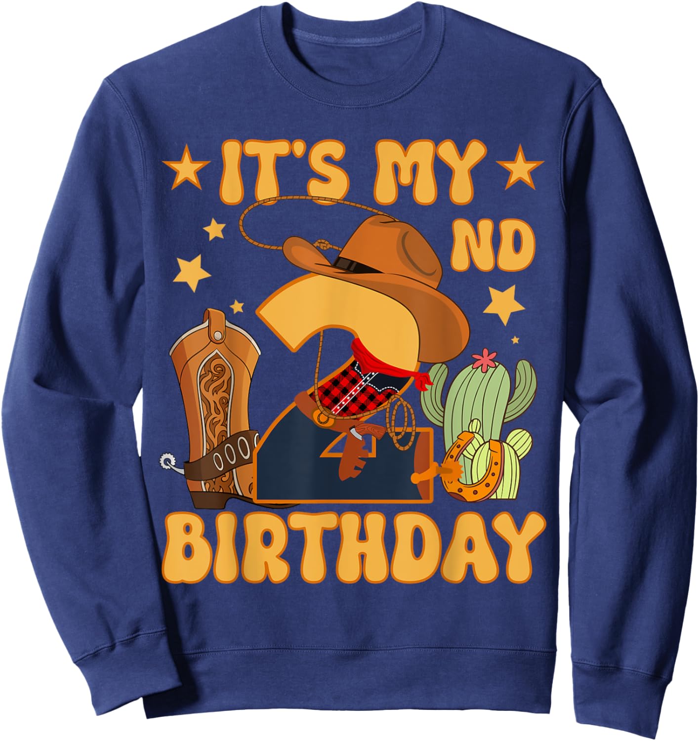 It's My 2nd Birthday Cowboy Rodeo Horse 2 Year Old Bday Boy Sweatshirt - Sweatshirt | Navy