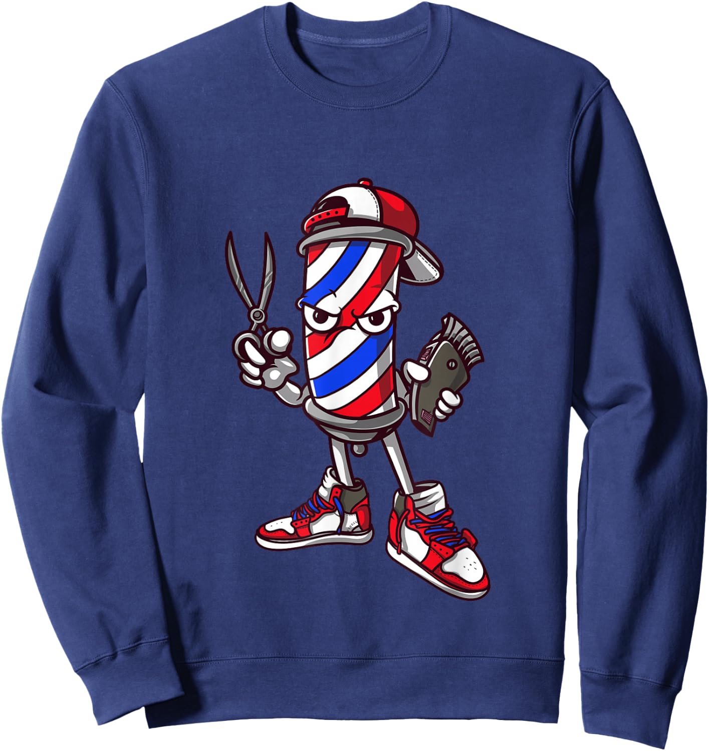 Barber Vintage Cool Outfit Hairdresser Gift Barbershop Sweatshirt - Sweatshirt | Navy