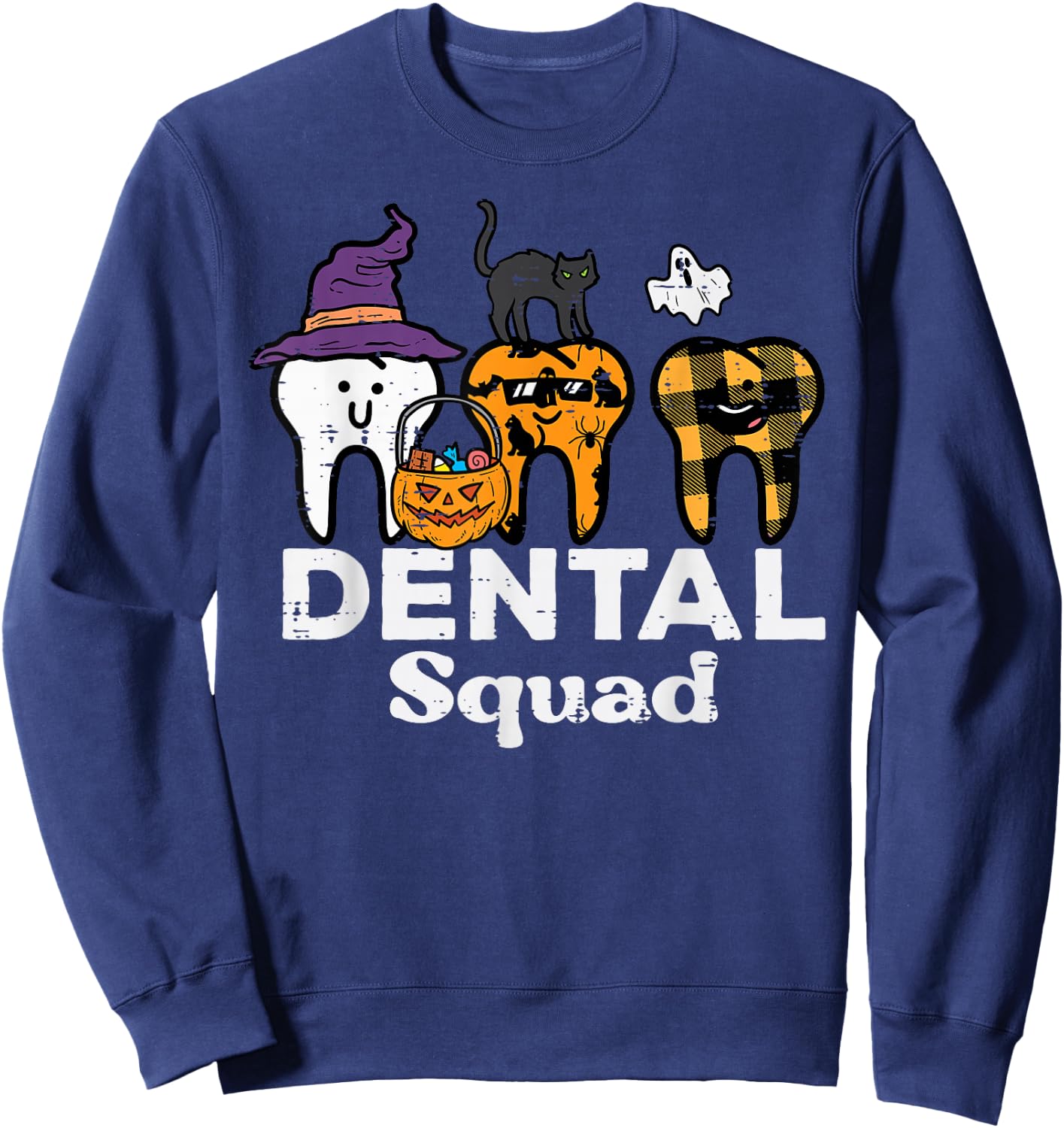Halloween Dental Squad Teeth Funny Costume Dentist Women Men Sweatshirt - Sweatshirt | Navy