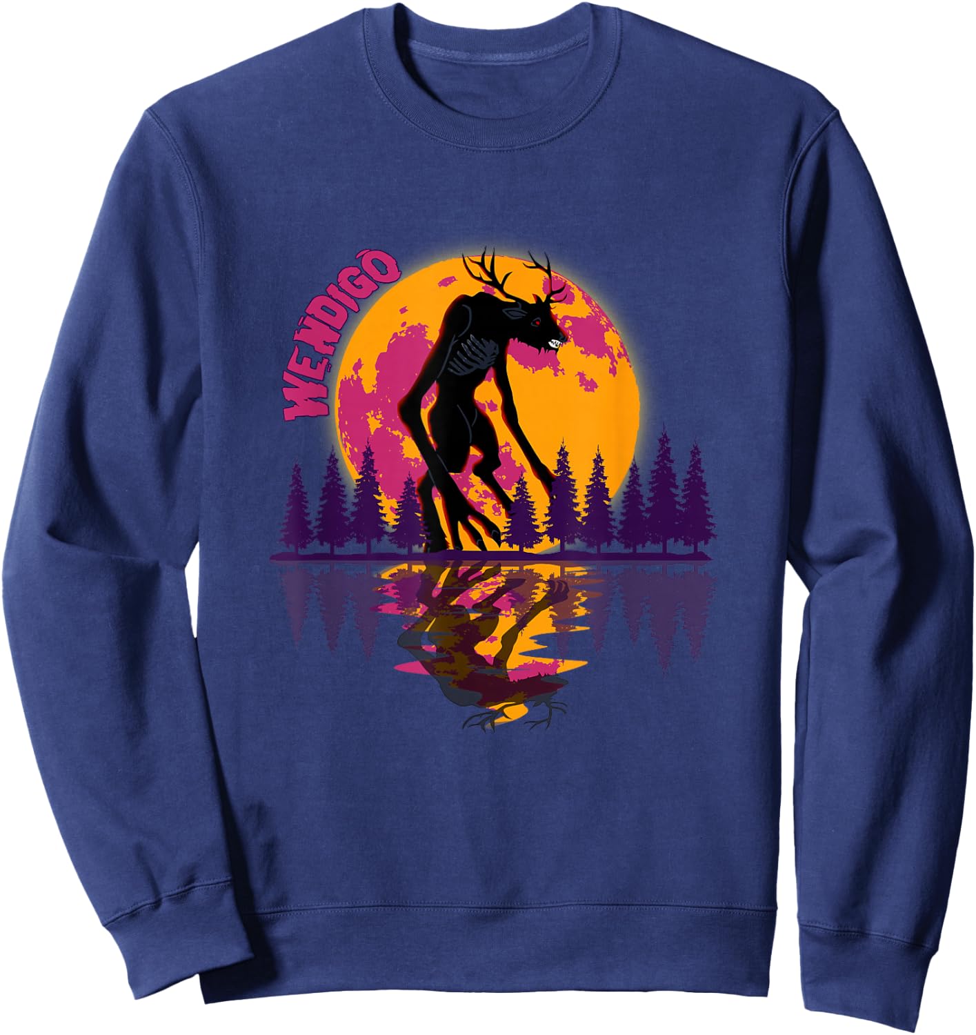 Cryptid Full Moon and Wendigo Sweatshirt - Sweatshirt | Navy