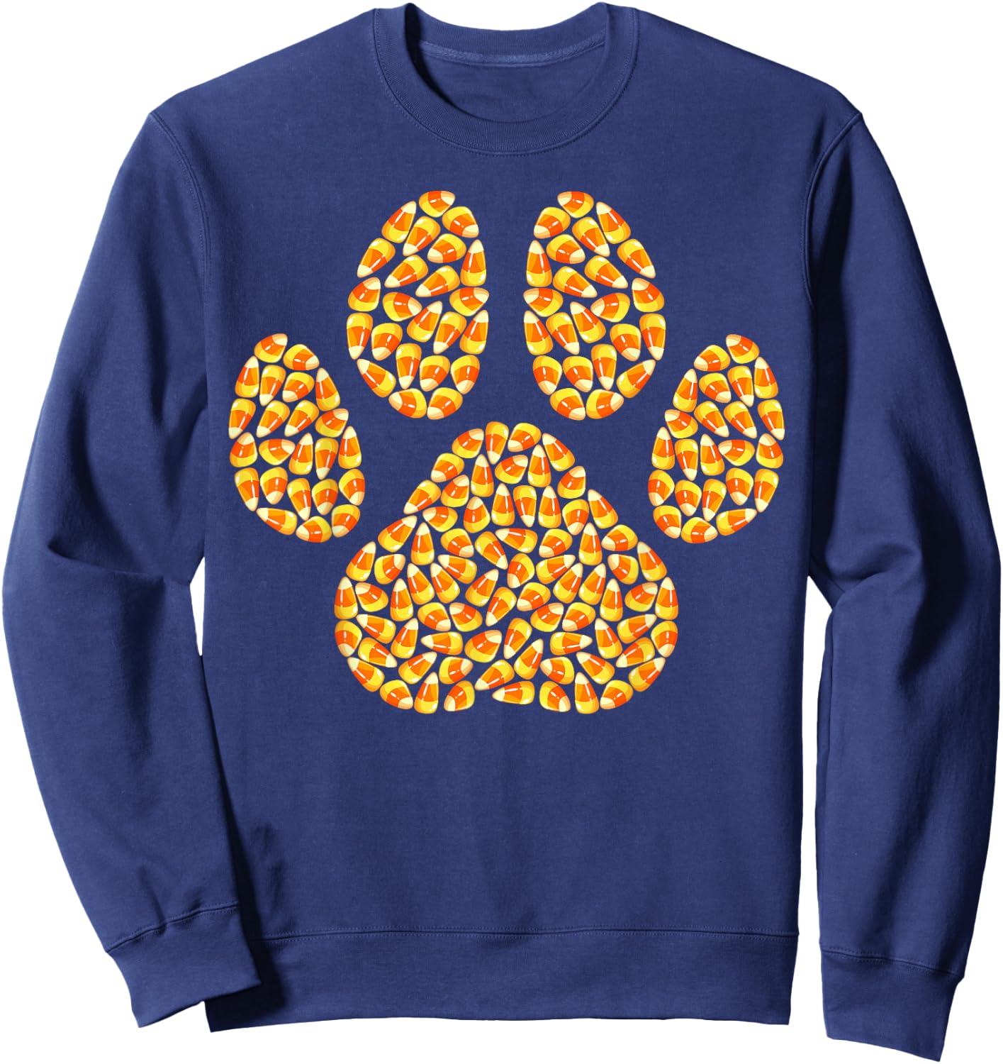 Funny Candy Corn Dog Paw Print Happy Halloween Day Kids Boys Sweatshirt - Sweatshirt | Navy