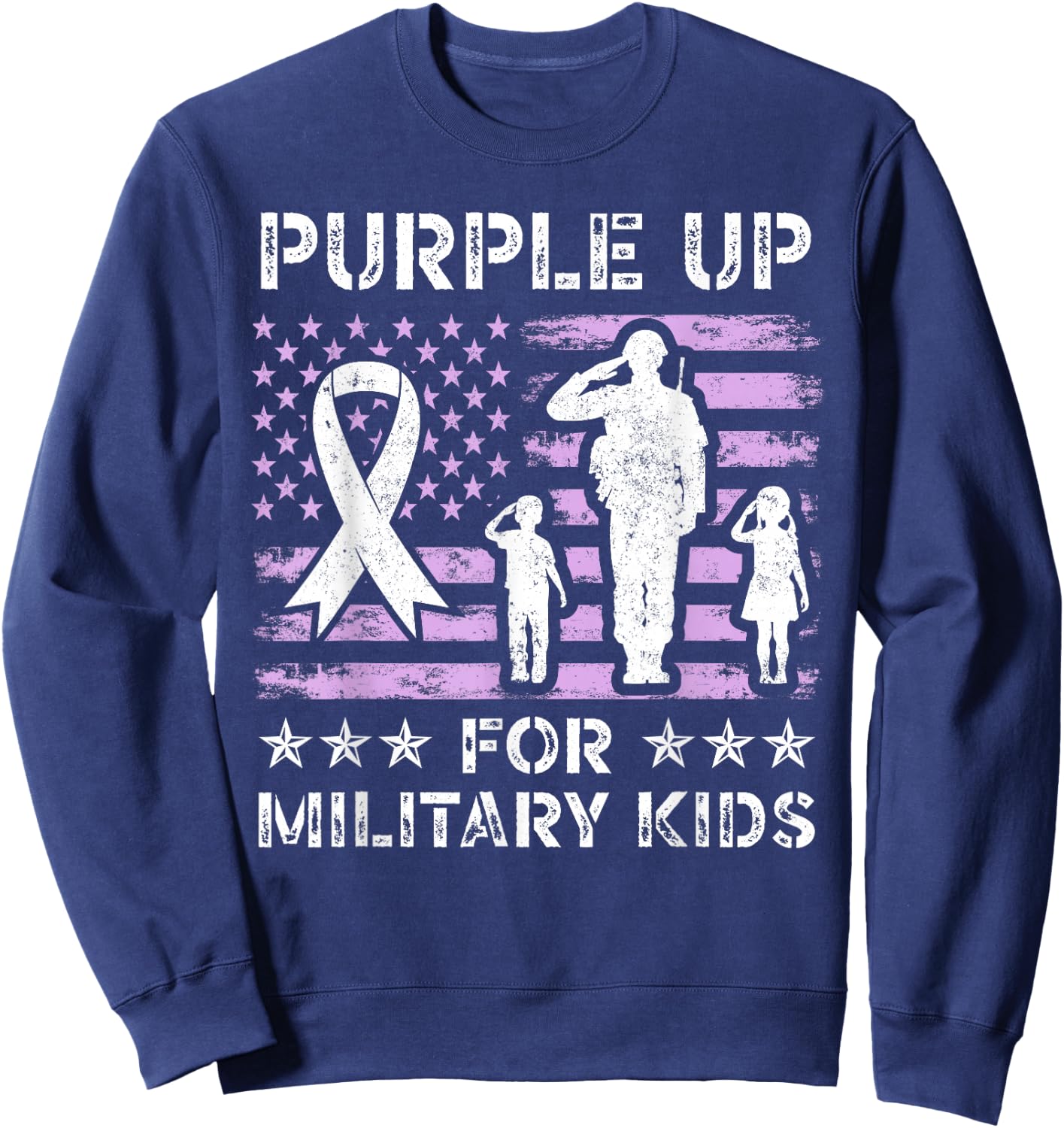 Purple Up for Military Kids Boys and Girls Military Child Sweatshirt - Sweatshirt | Navy