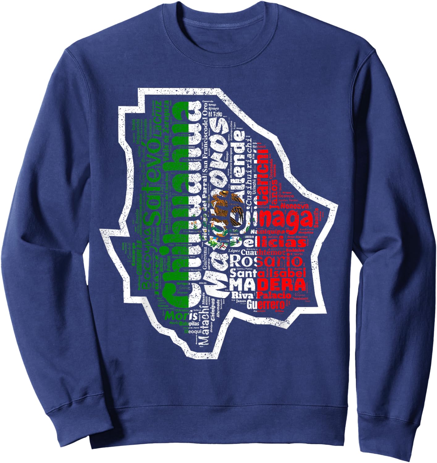 Chihuahua Mexico Mapa Bandera Mexicana State Sweatshirt - Sweatshirt | Navy