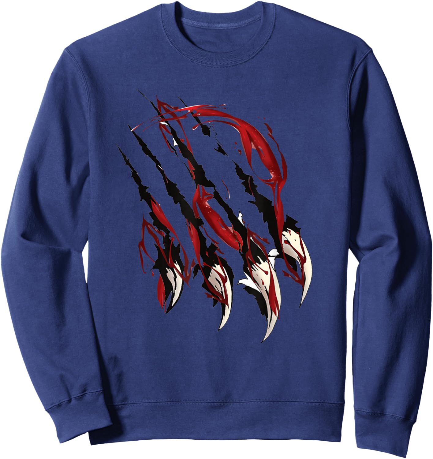 Wild Cat Paws In Blood Scary Claw Scratches Novelty Funny Sweatshirt - Sweatshirt | Navy