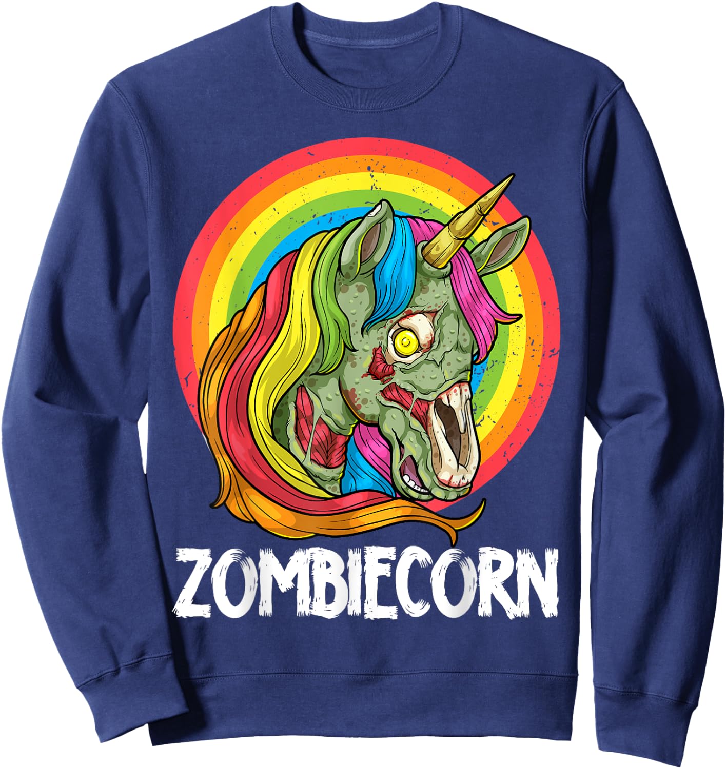 Zombiecorn Zombie Unicorn Halloween Costume Rainbow Undead Sweatshirt - Sweatshirt | Navy