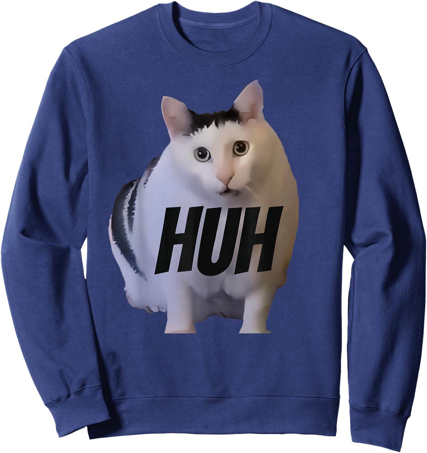 Meme Huh Cat Funny Sweatshirt - Sweatshirt | Navy
