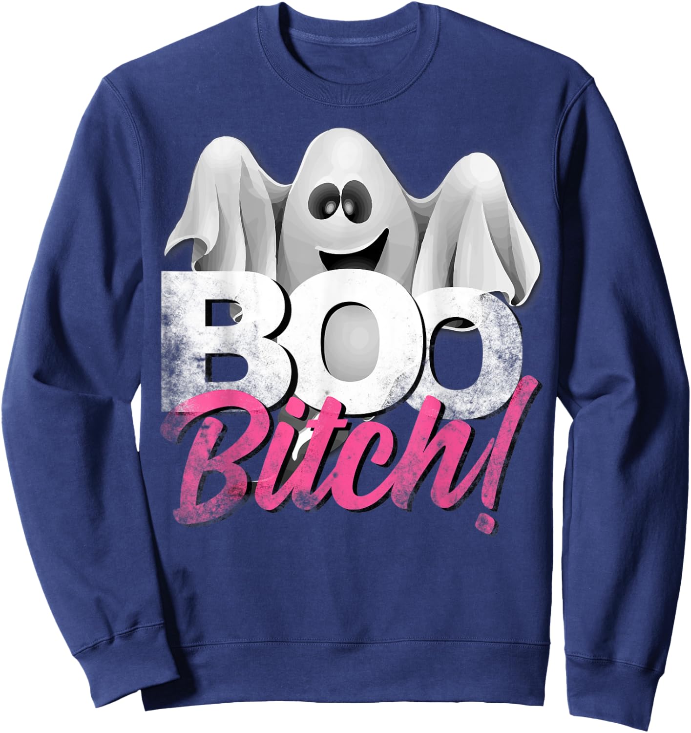 Boo Bitch Halloween humor distressed style Sweatshirt - Sweatshirt | Navy