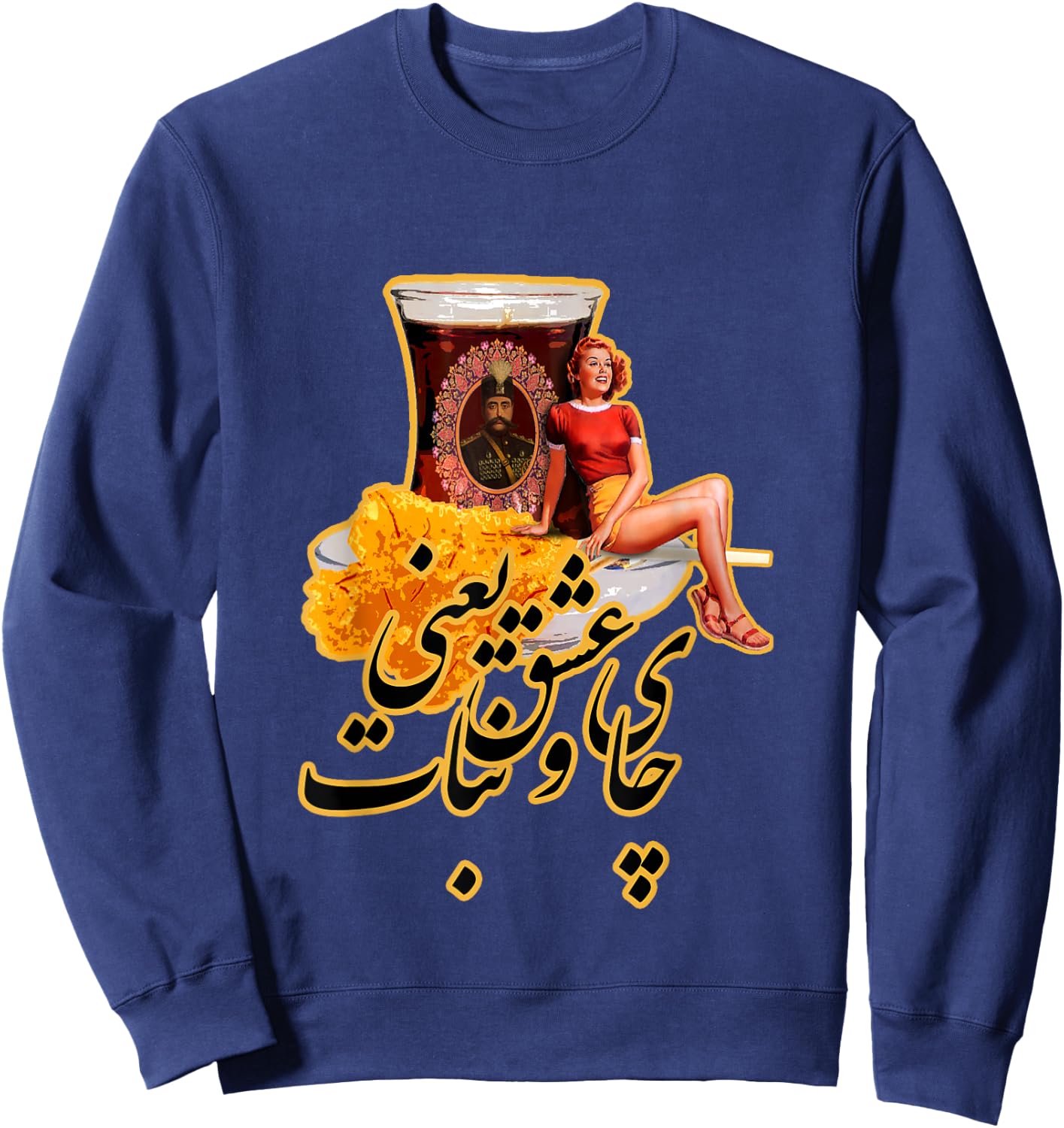 Persian Chai O Nabat Is Love, Tea And Saffron Rock Candy Sweatshirt - Sweatshirt | Navy