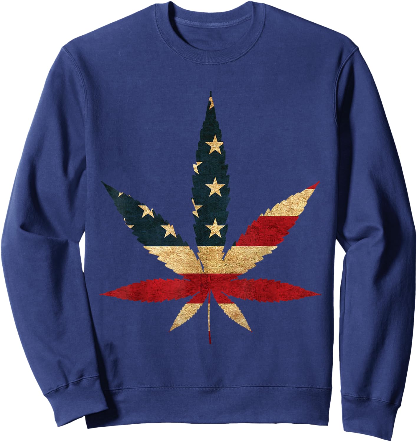 Marijuana Leaf USA Flag graphic - Funny US Weed Legalization Sweatshirt - Sweatshirt | Navy