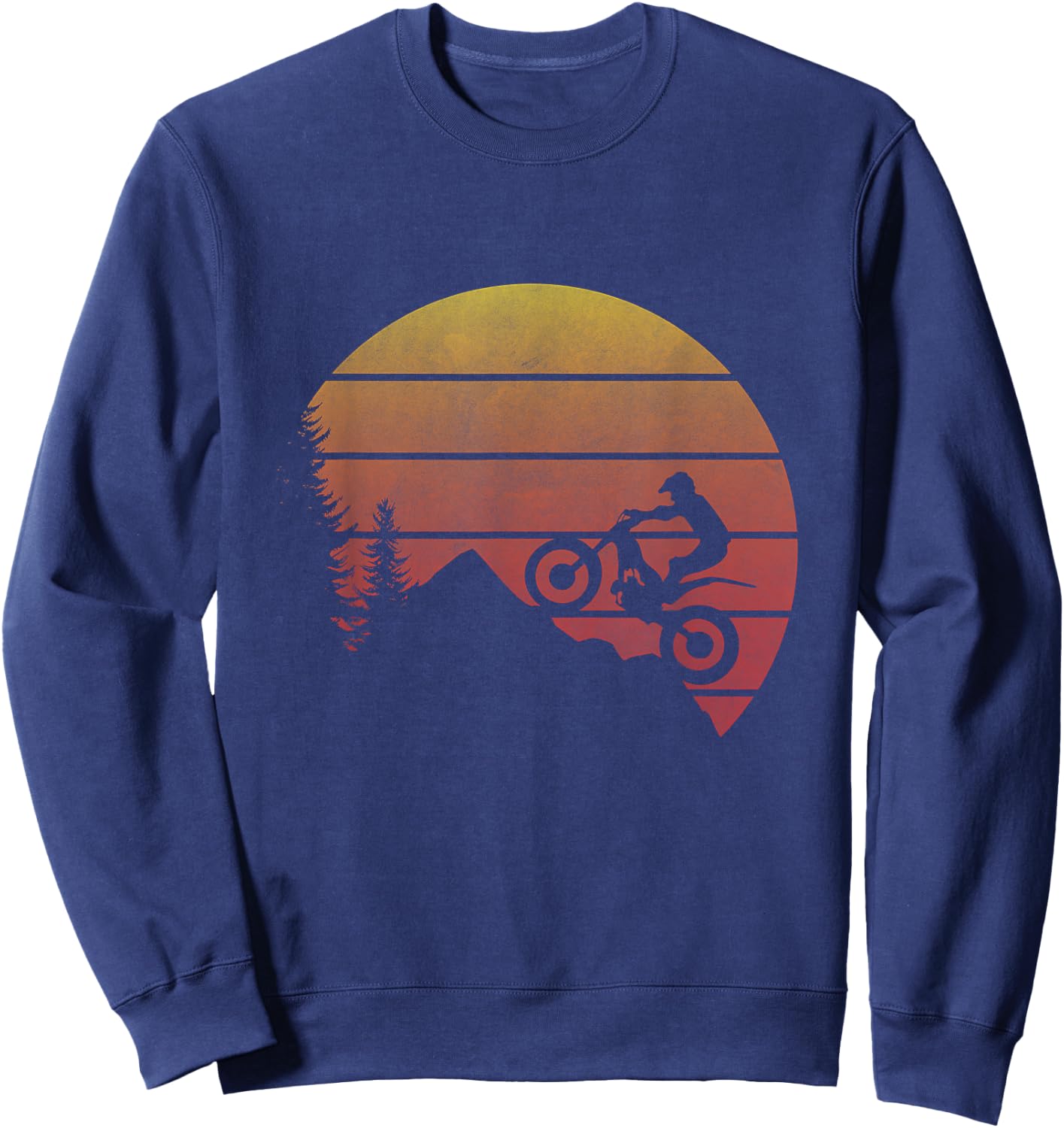 Vintage Trial Design -Adults Kids Black Motorcycle Small Classic Fit Short Sleeve Cotton 65% Polyester 35% Sweatshirt - Sweatshirt | Navy