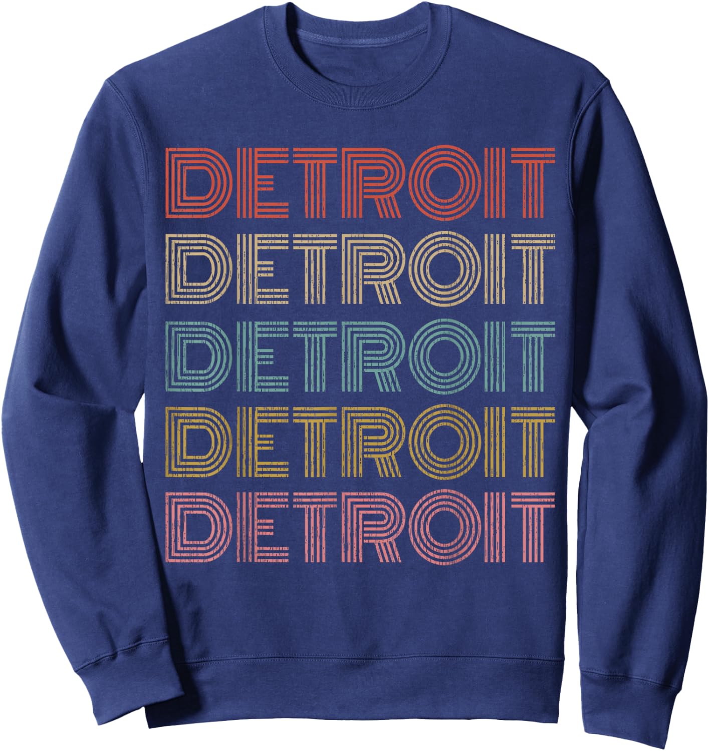 Vintage Retro Detroit Michigan 70s 80s Style Sweatshirt - Sweatshirt | Navy