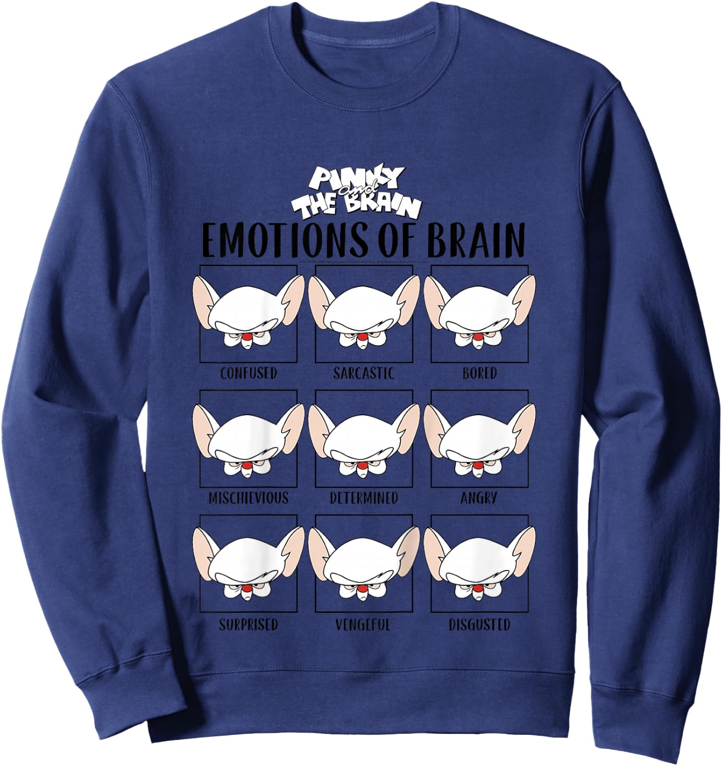 Kids Pinky and The Brain Emotions of Brain Box Up Sweatshirt - Sweatshirt | Navy