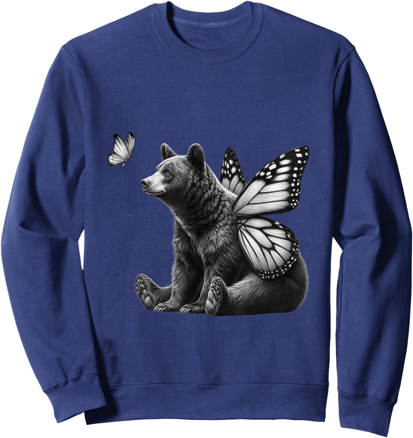 Vintage Butterfly Bear Mama Bear Wild Animal Choose The Bear Sweatshirt - Sweatshirt | Navy