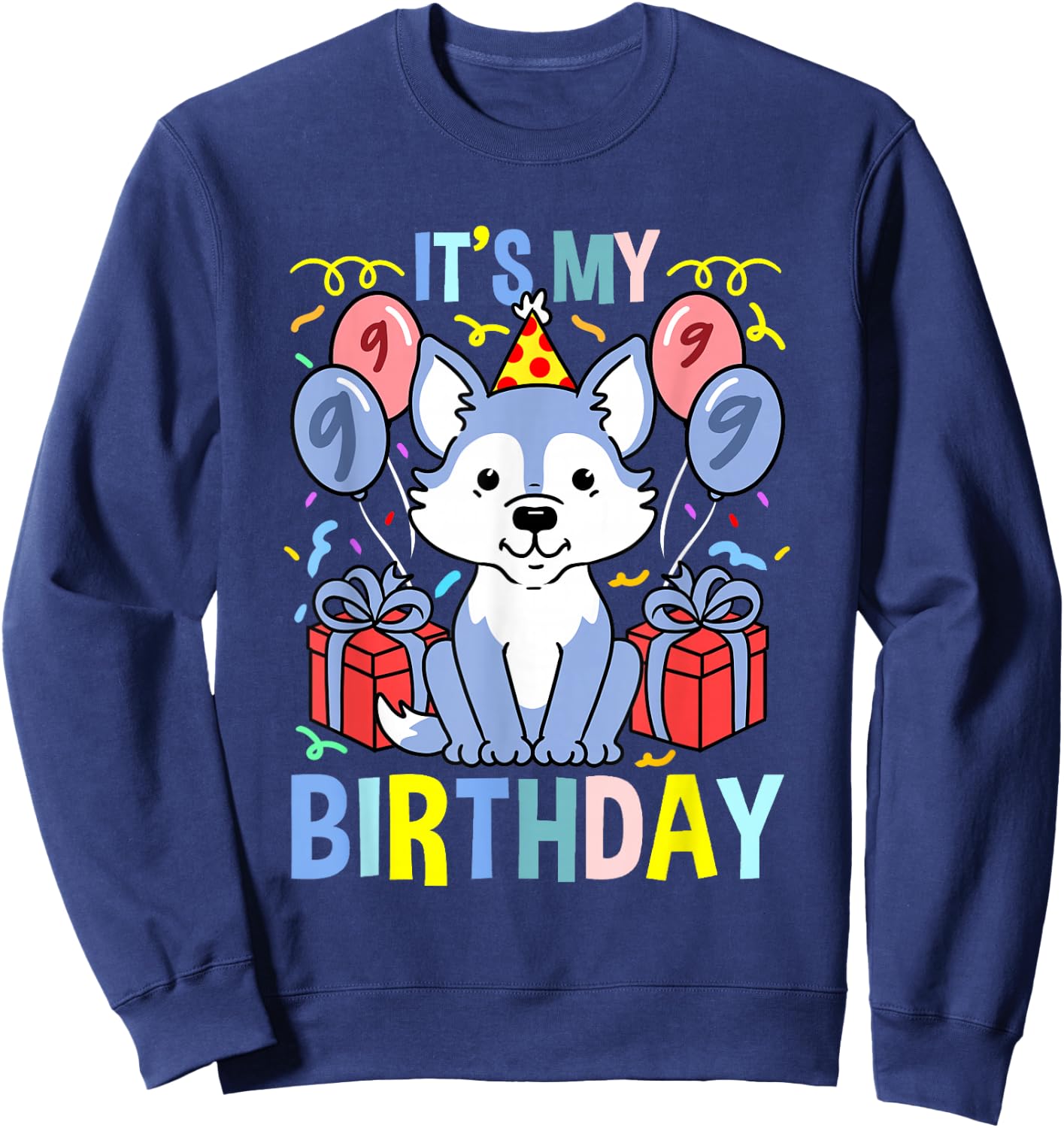 Its My 9th Birthday Wolf Sweatshirt - Sweatshirt | Navy